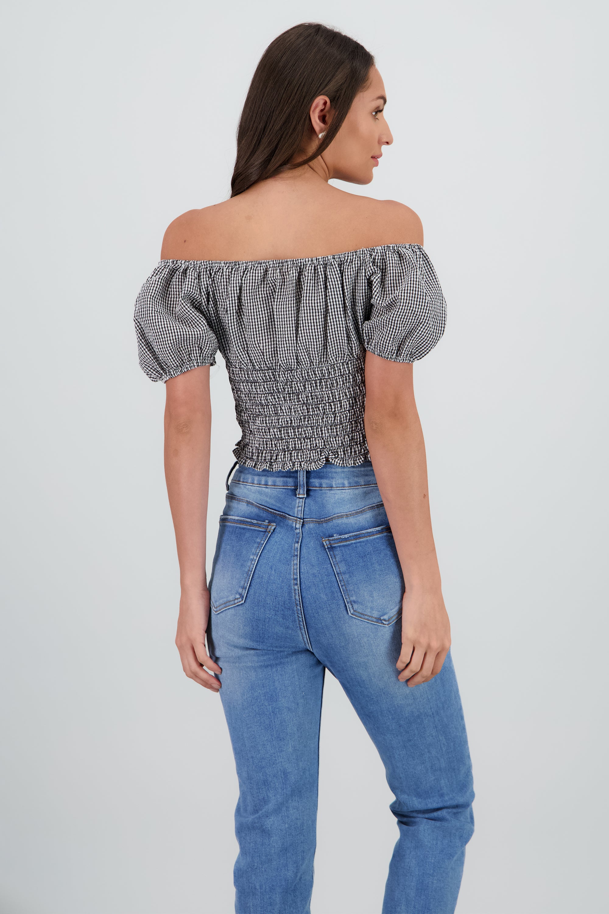 Top off shoulder manga abullonada NEGRO