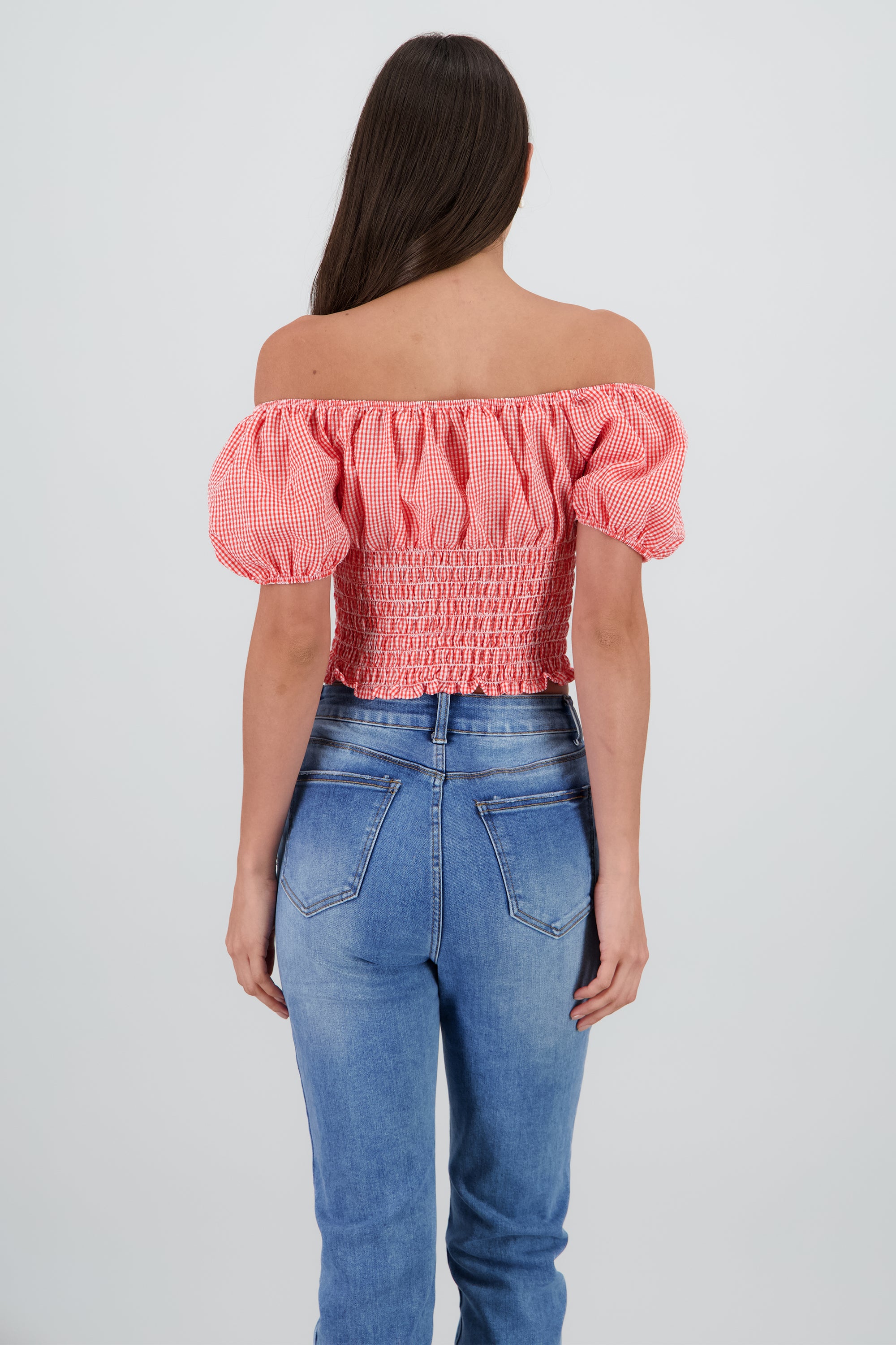 Top off shoulder manga abullonada ROJO