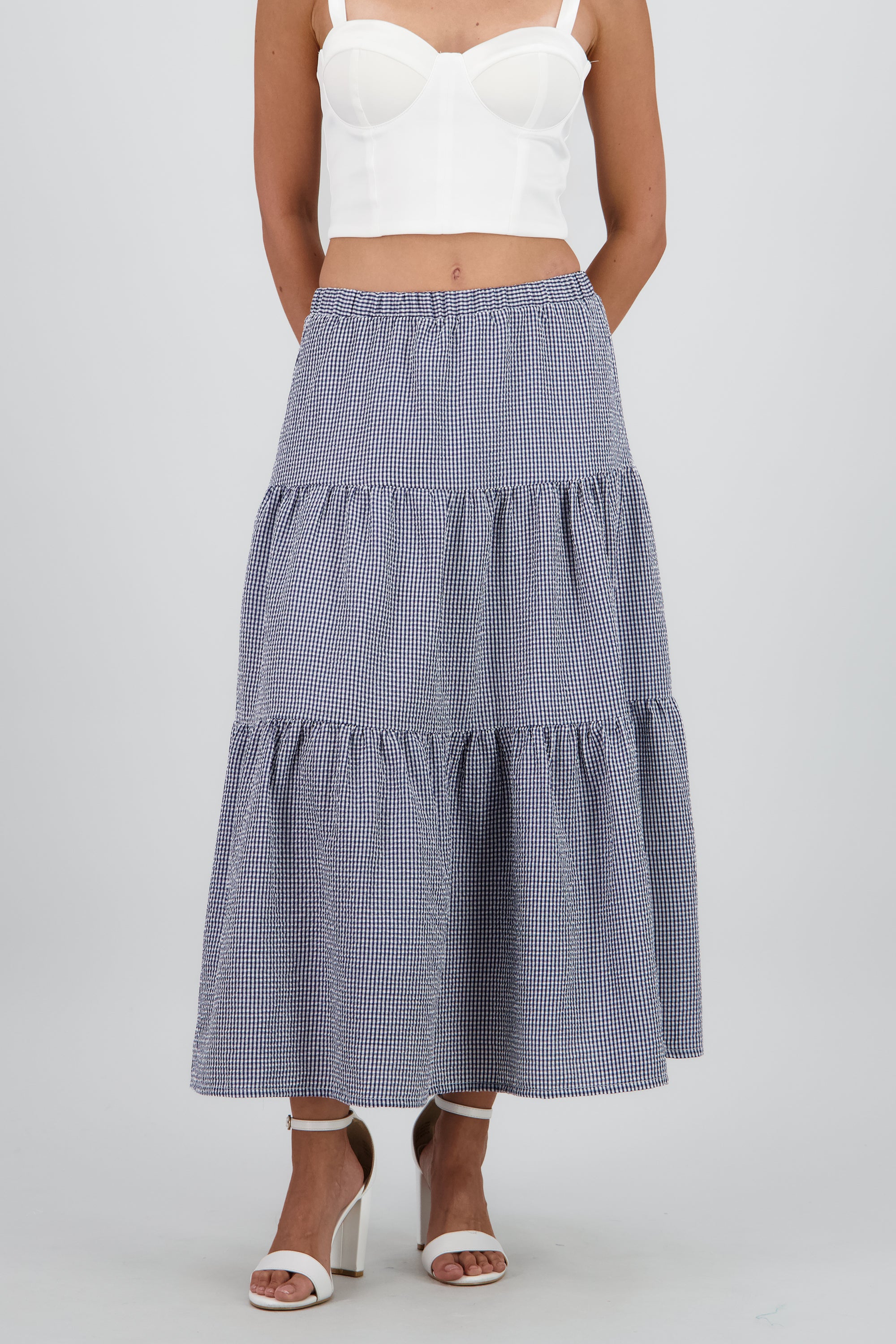 Falda midi resorte olanes AZUL