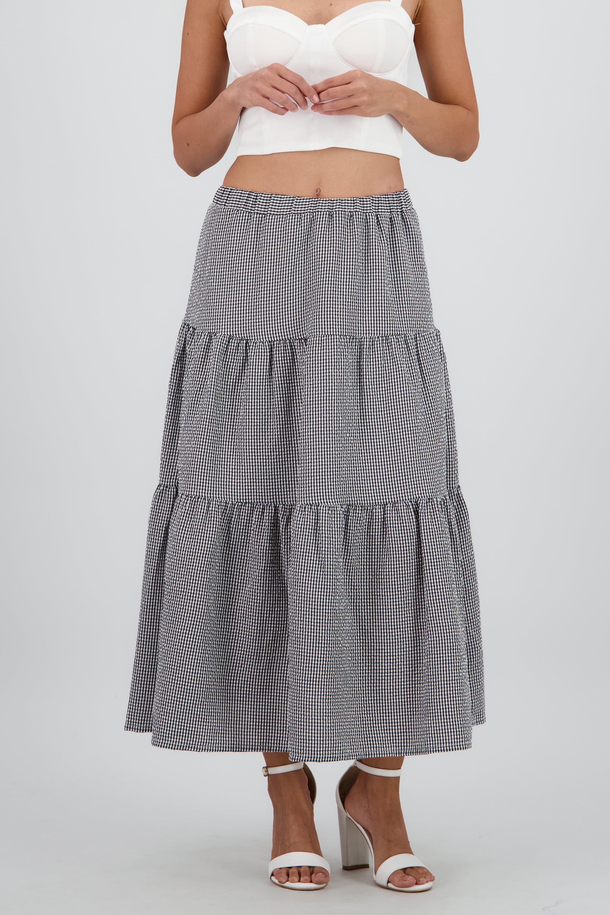 Falda midi resorte olanes NEGRO