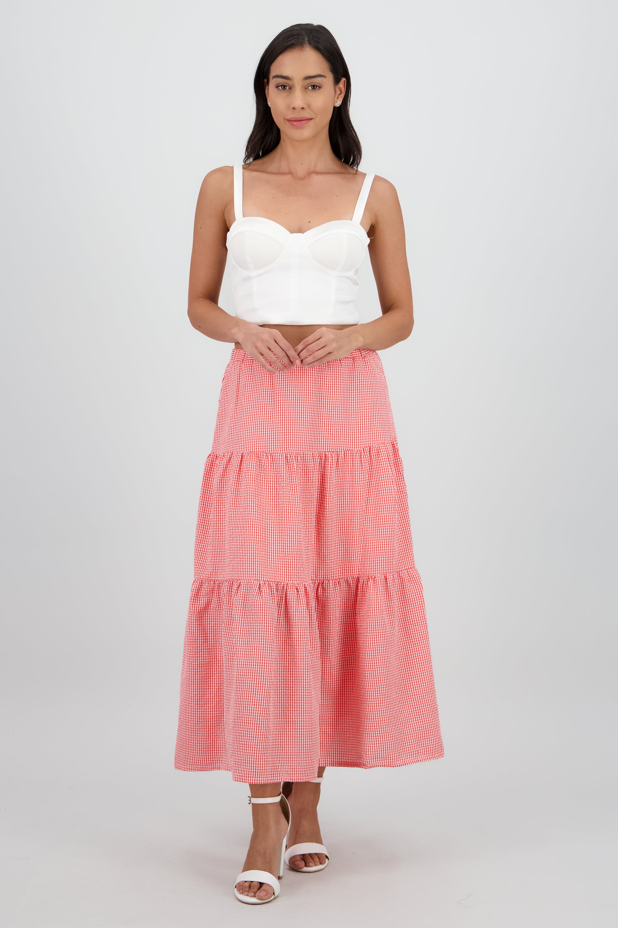 Falda midi resorte olanes ROJO