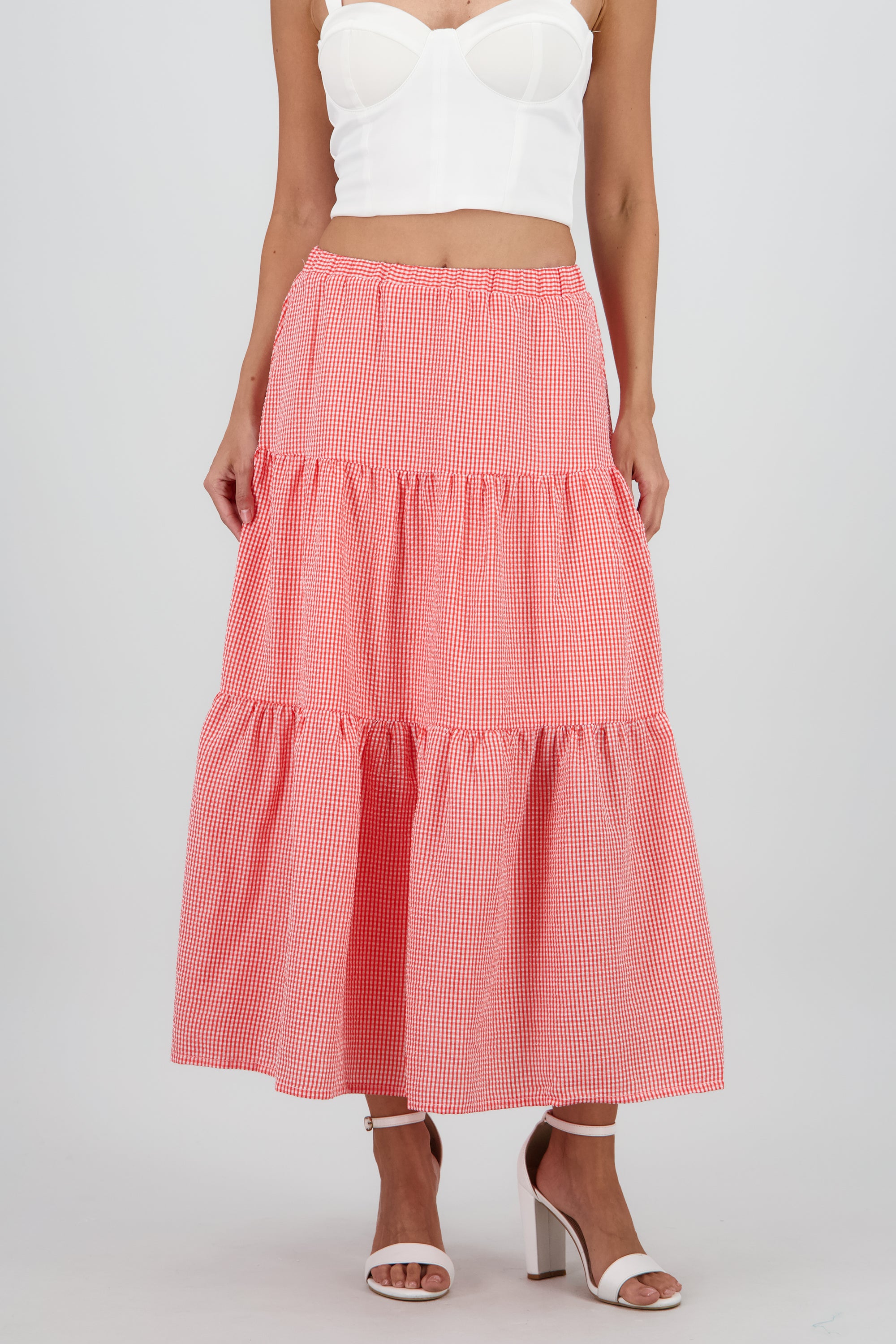 Falda midi resorte olanes ROJO