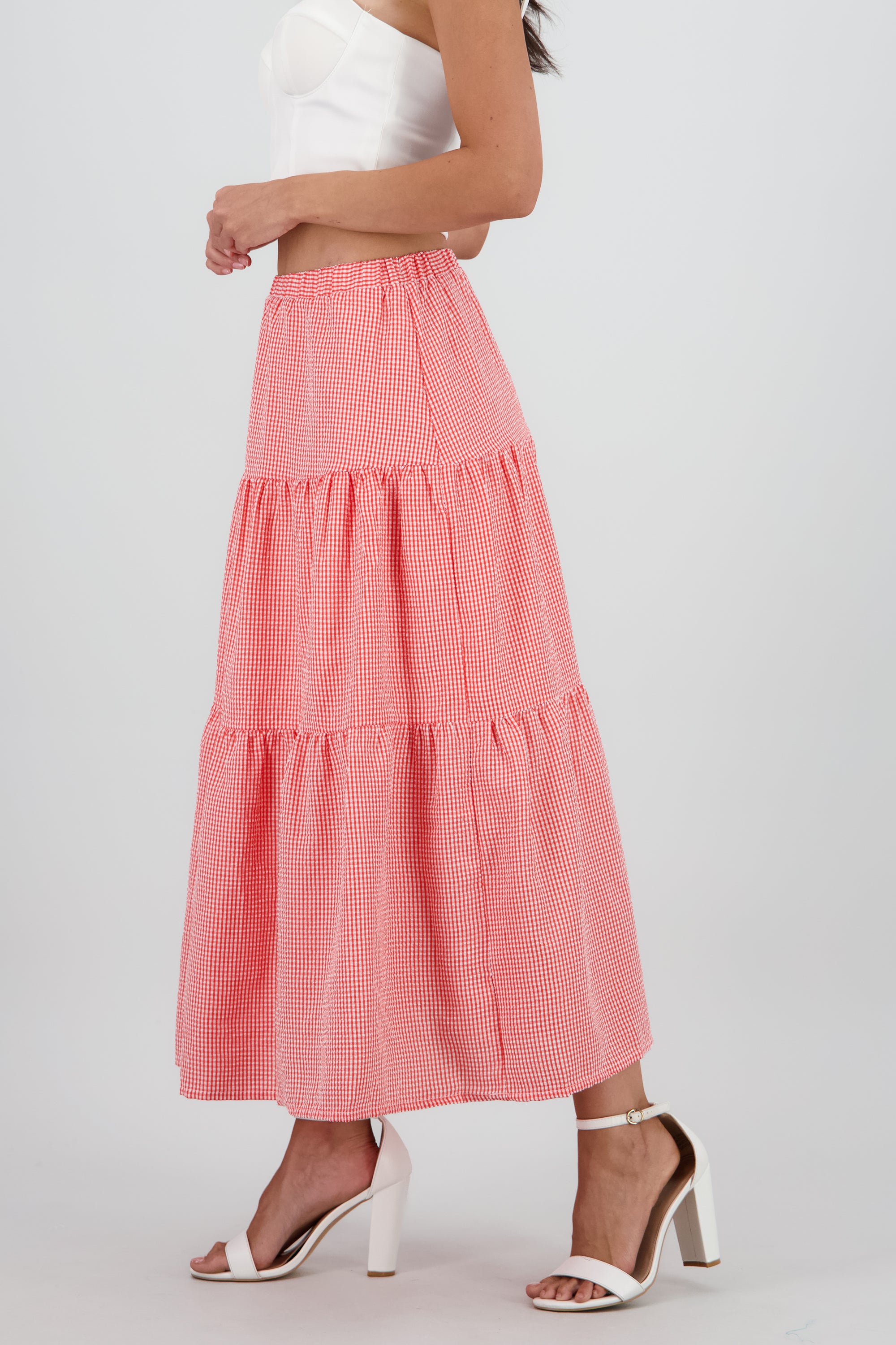 Falda midi resorte olanes ROJO