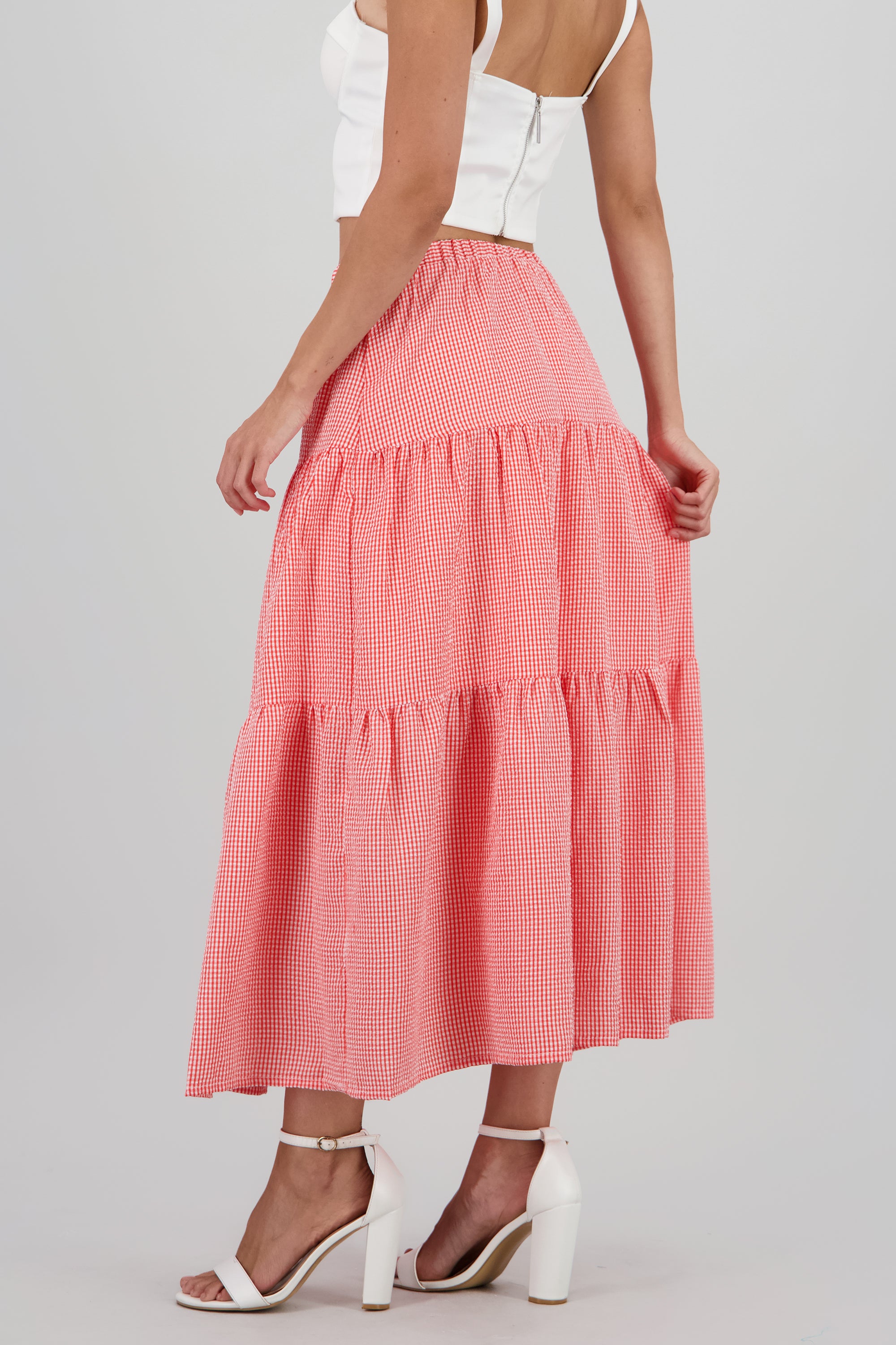 Falda midi resorte olanes ROJO