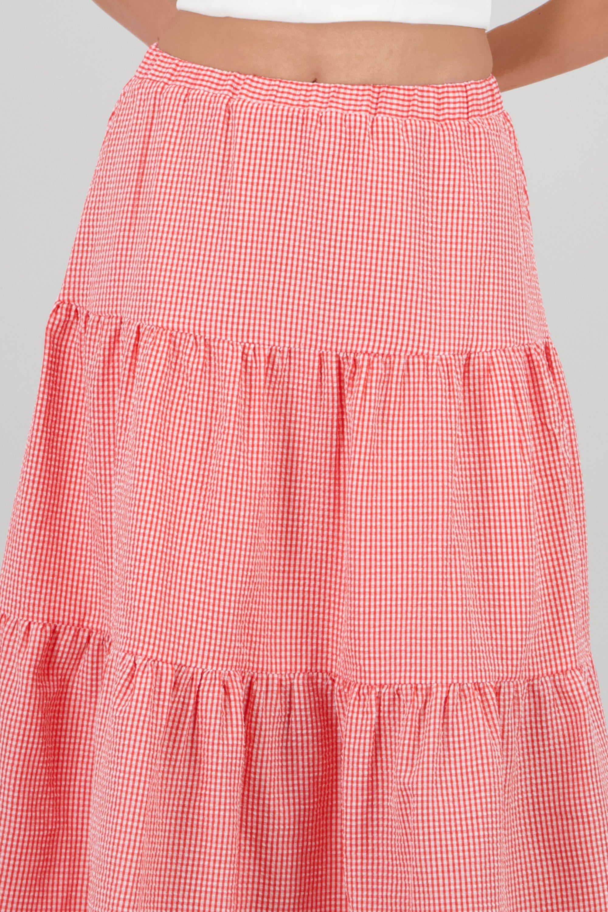 Falda midi resorte olanes ROJO