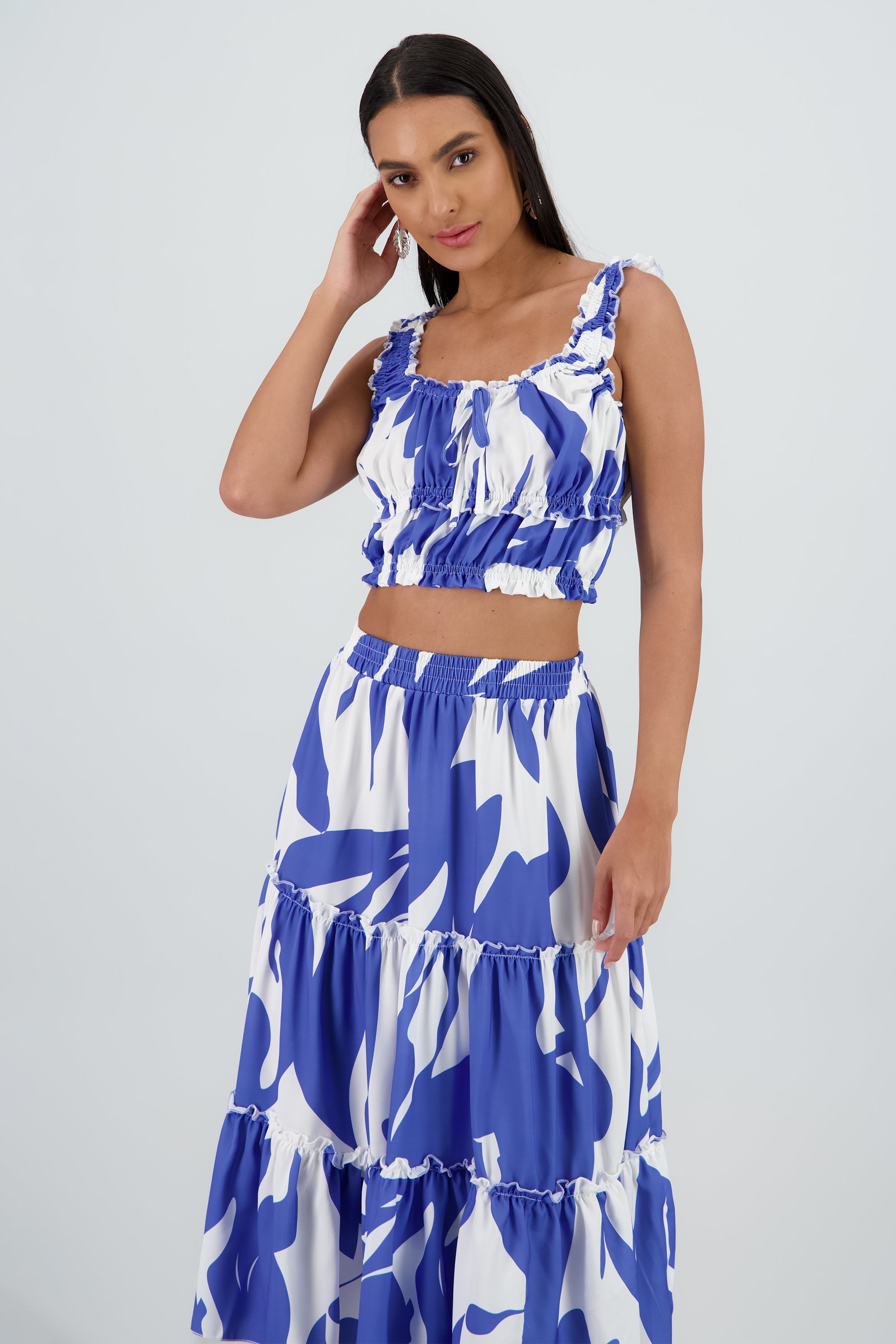 Top tirantes gruesos escote cuadrado AZUL COMBO