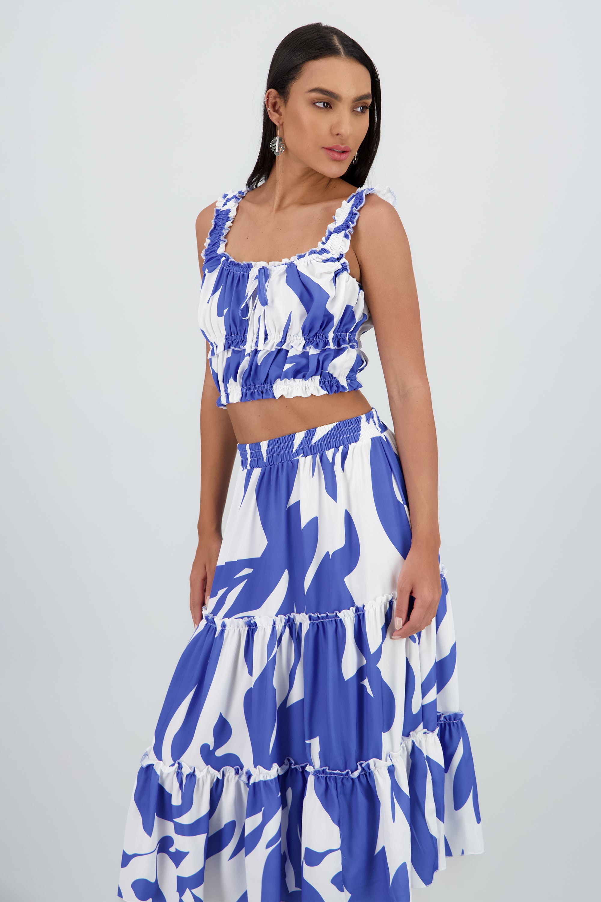 Top tirantes gruesos escote cuadrado AZUL COMBO