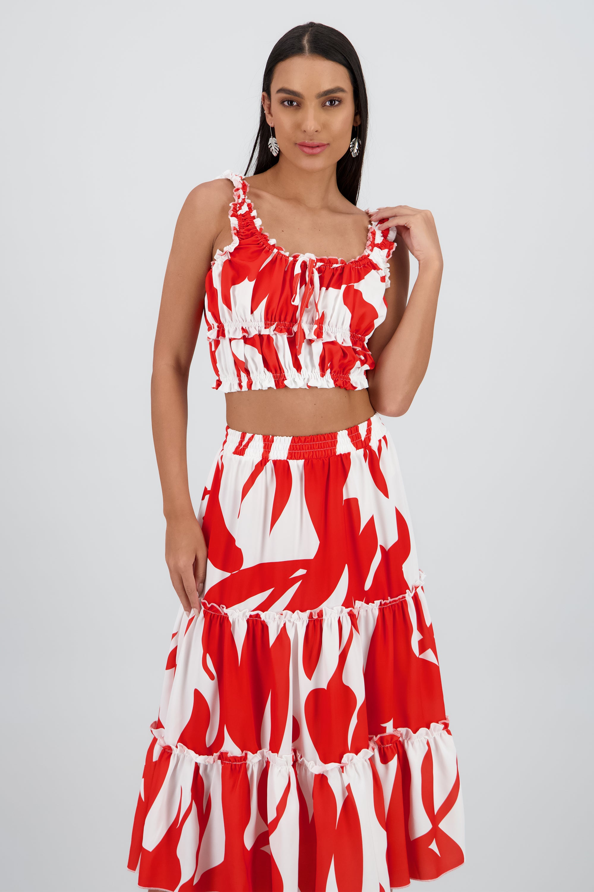 Top tirantes gruesos escote cuadrado ROJO COMBO