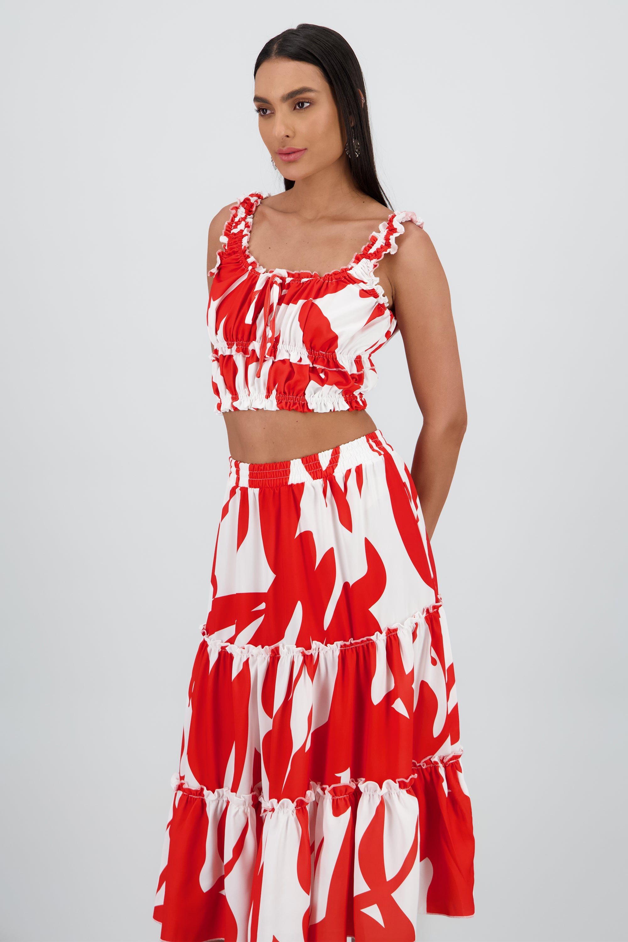 Top tirantes gruesos escote cuadrado ROJO COMBO