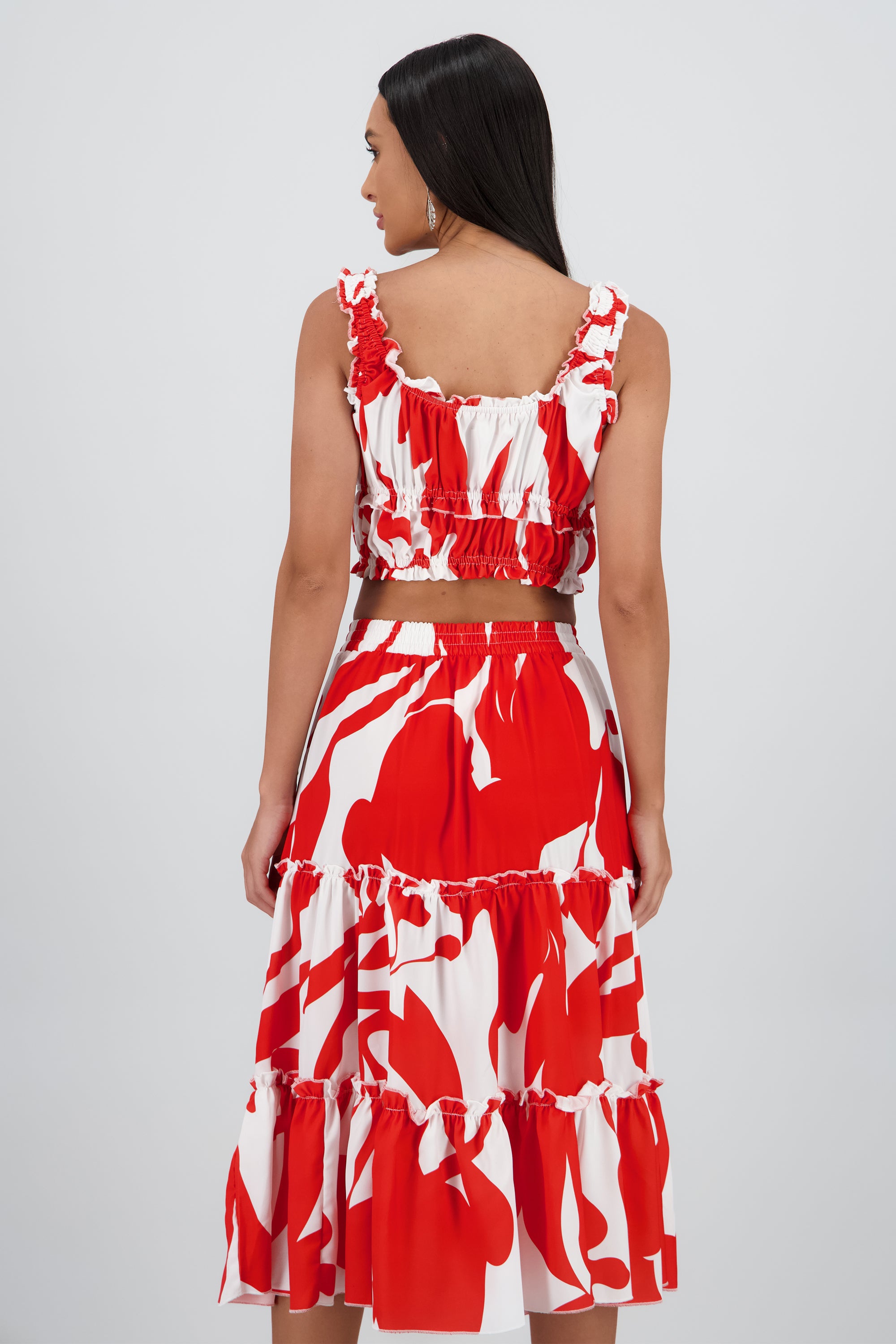 Top tirantes gruesos escote cuadrado ROJO COMBO