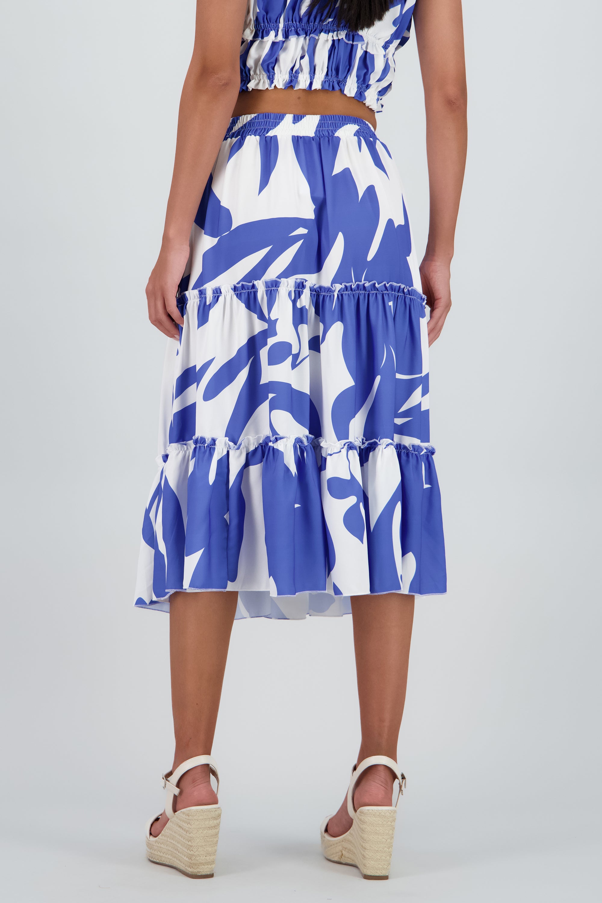 falda midi olanes pretina AZUL COMBO