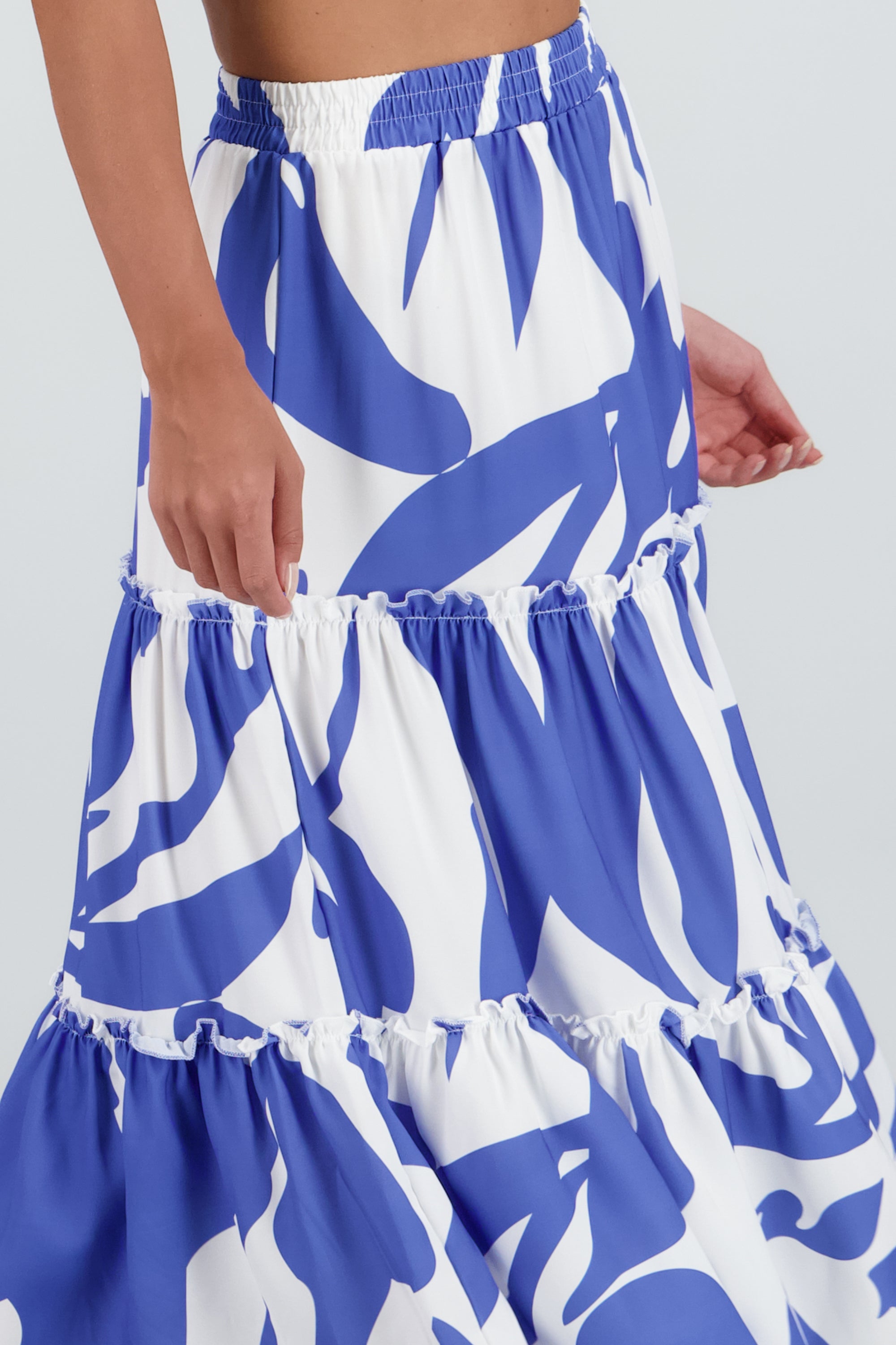 falda midi olanes pretina AZUL COMBO