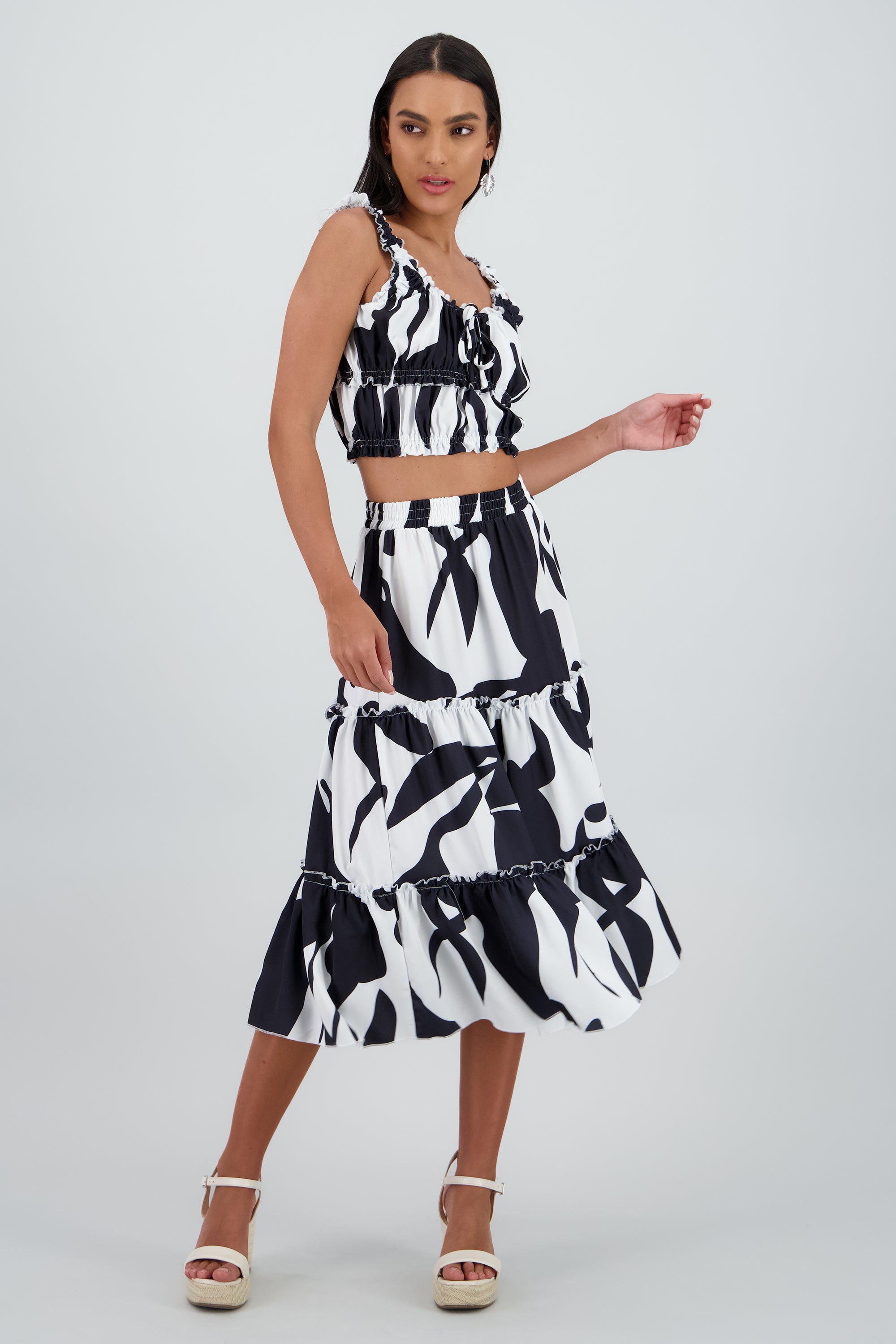 falda midi olanes pretina NEGRO COMBO