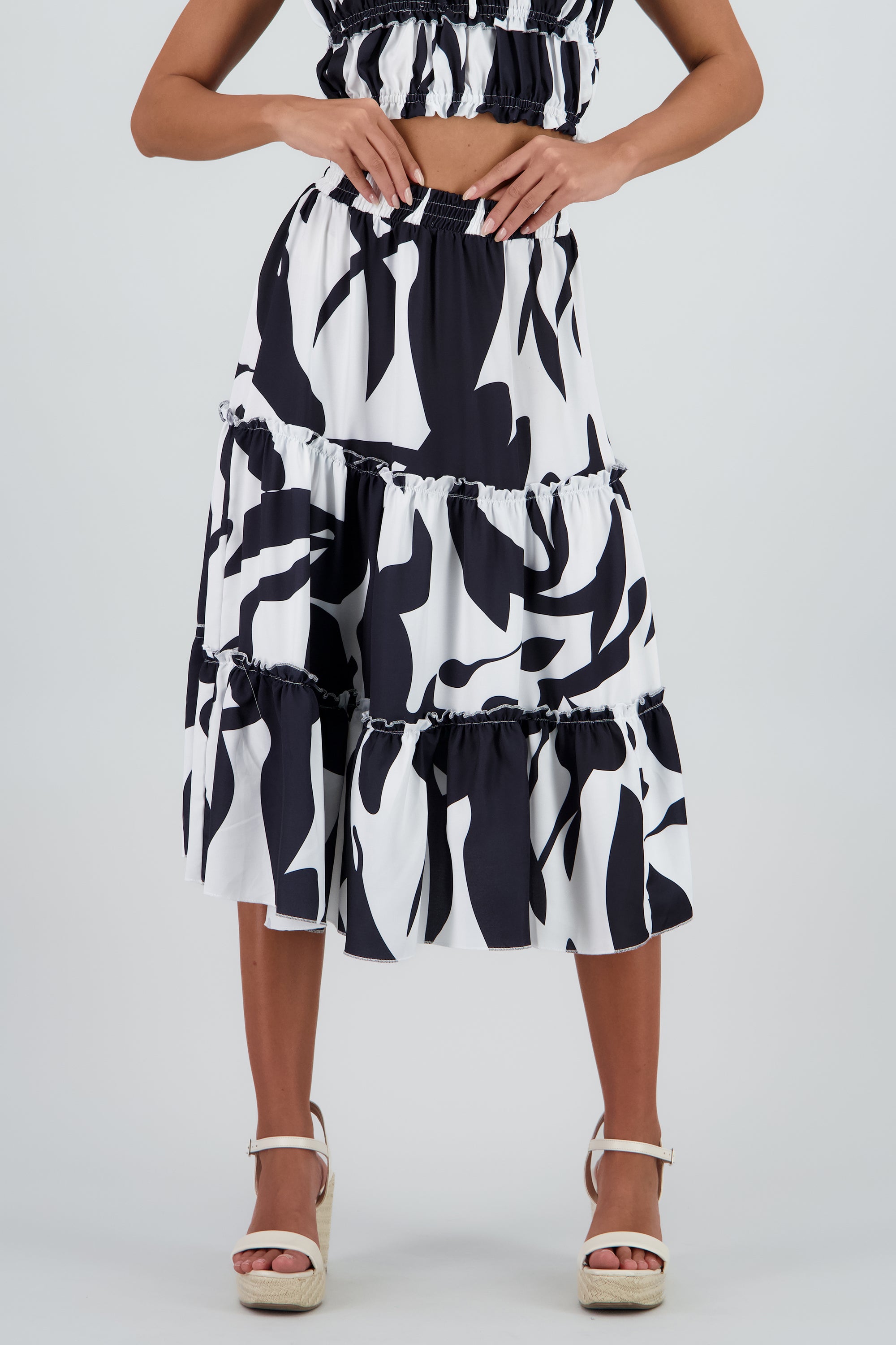 falda midi olanes pretina NEGRO COMBO