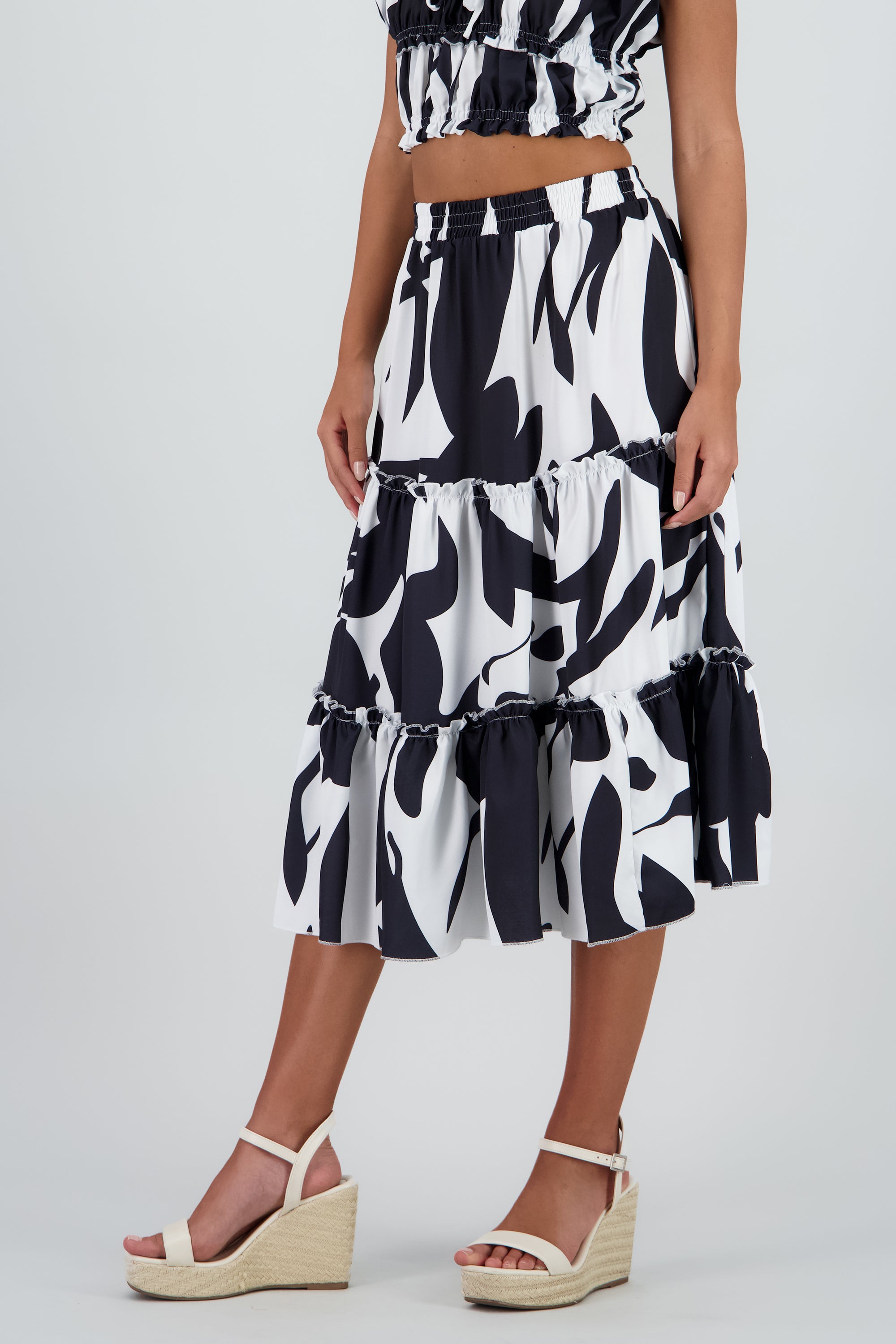 falda midi olanes pretina NEGRO COMBO