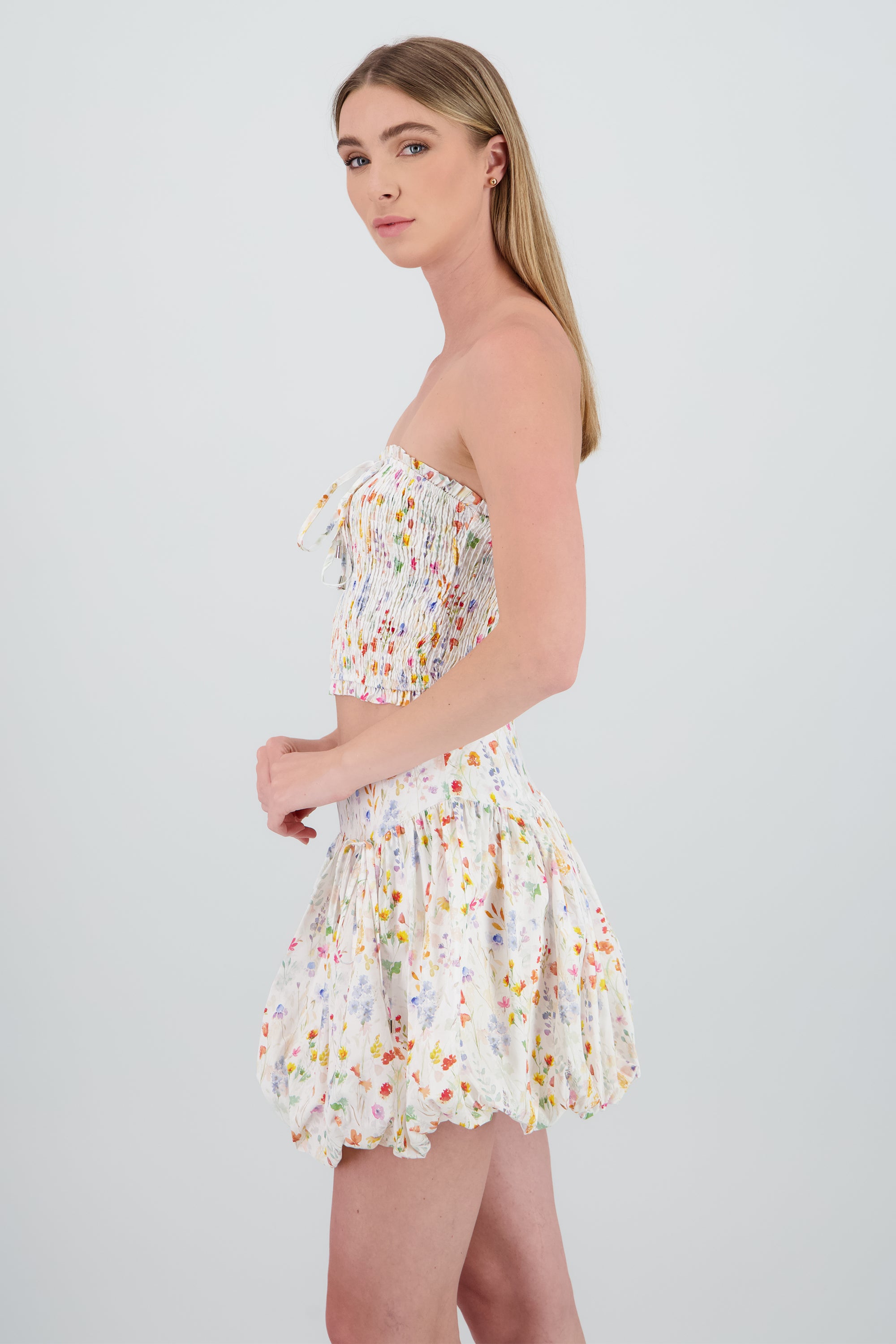 Top tubo estampado flores BLANCO COMBO