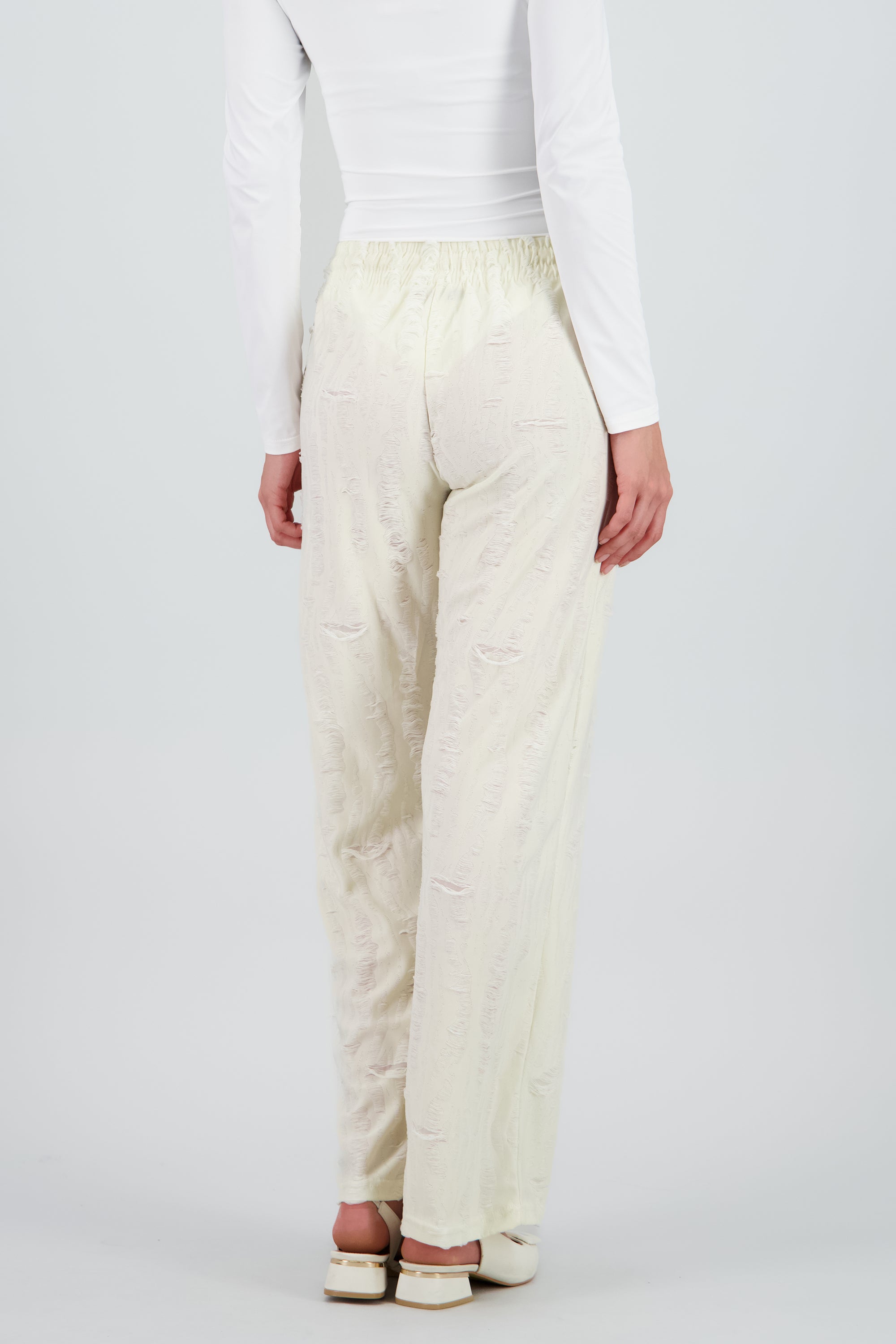 Pantalon jareta textura ligero BLANCO