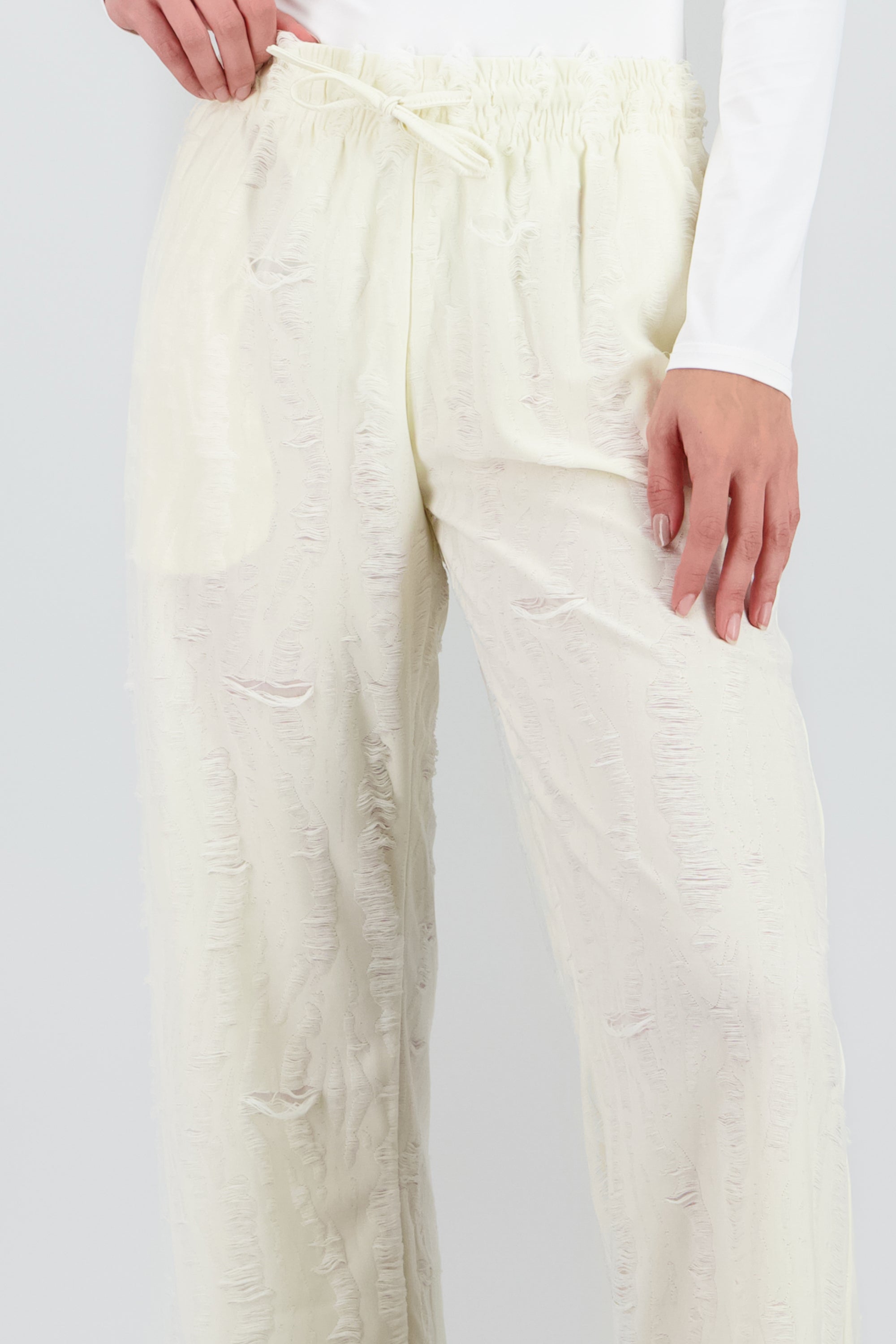 Pantalon jareta textura ligero BLANCO