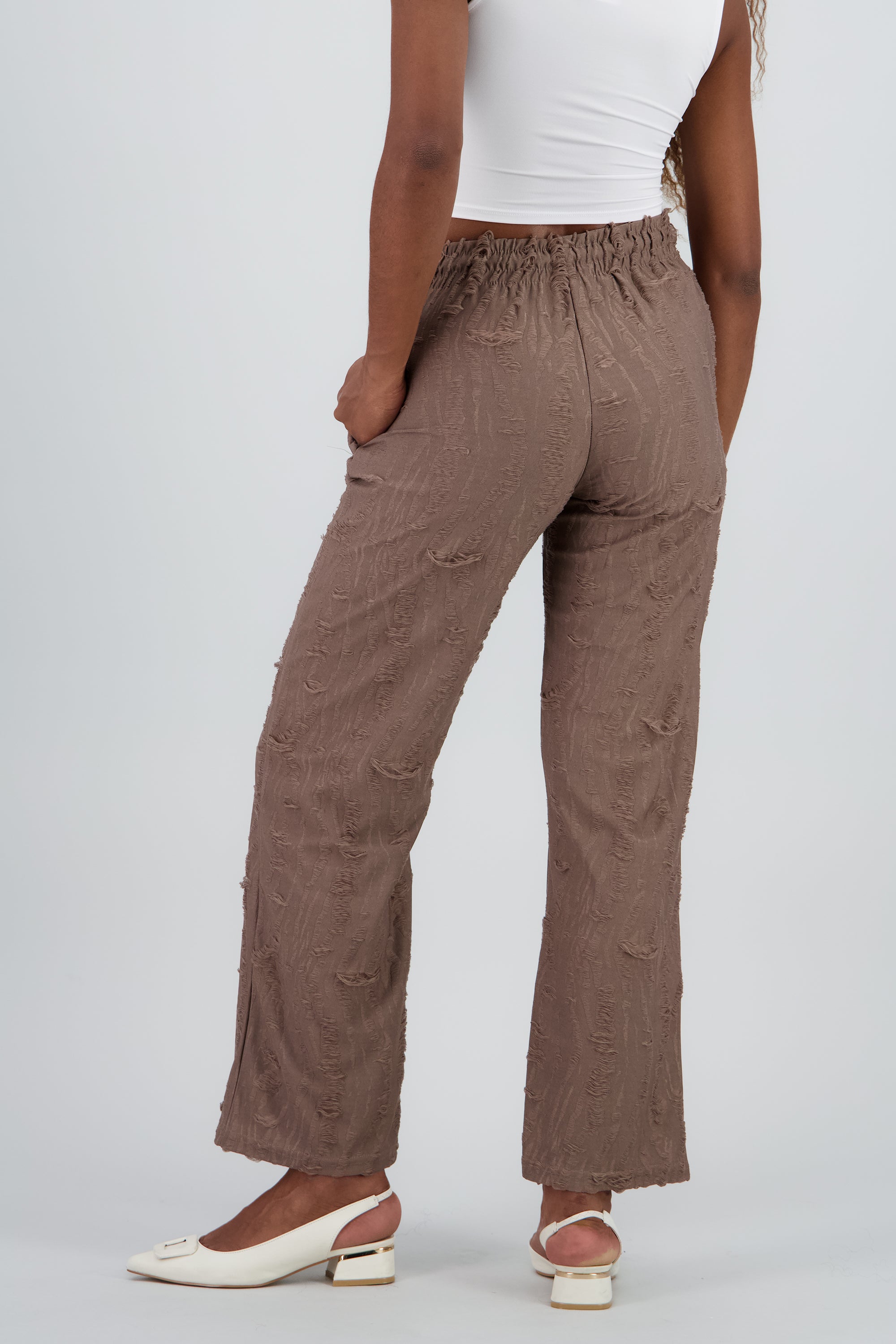 Pantalon jareta textura ligero CAFE