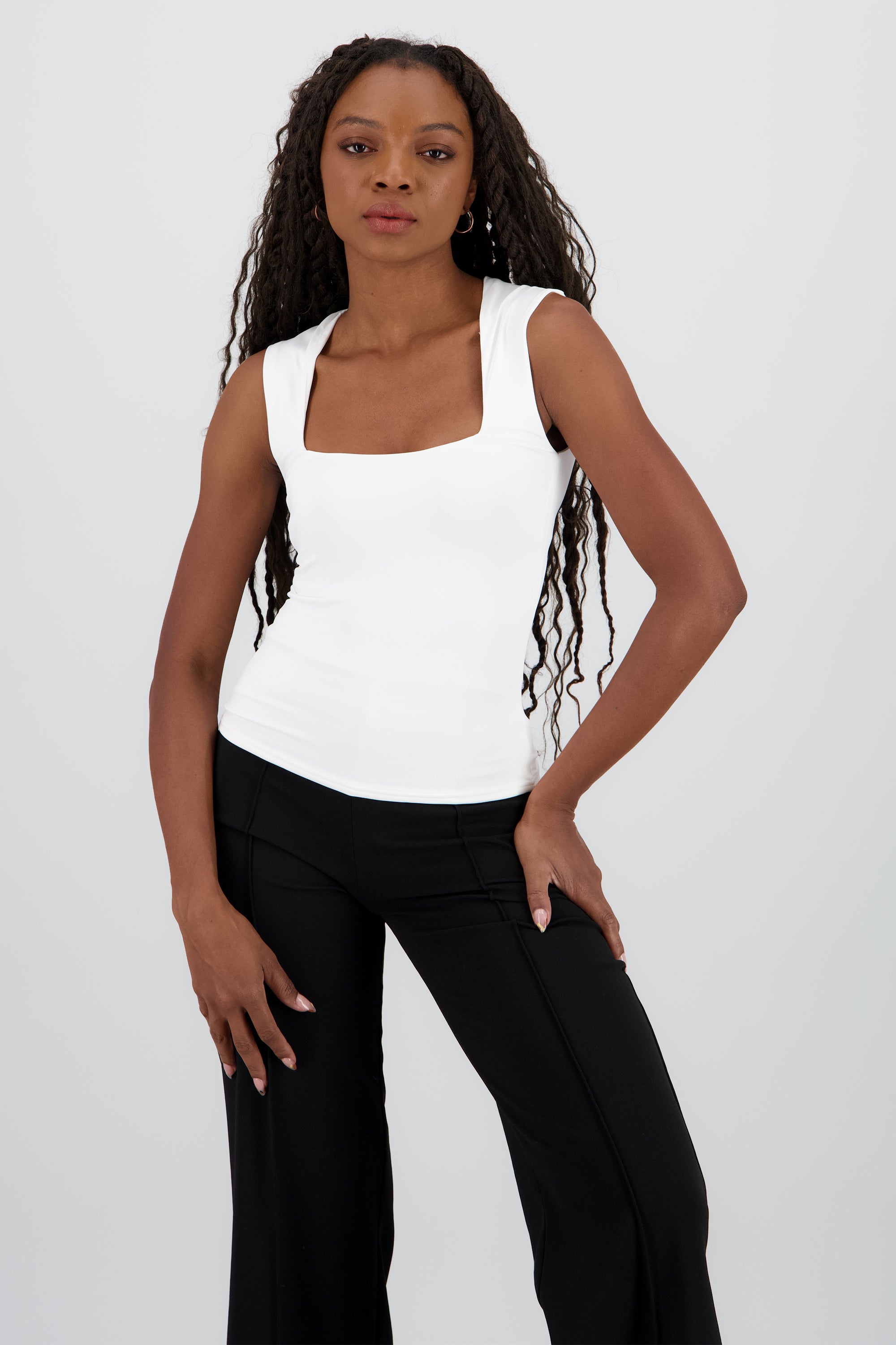 Top escote cuadrado sin mangas BLANCO