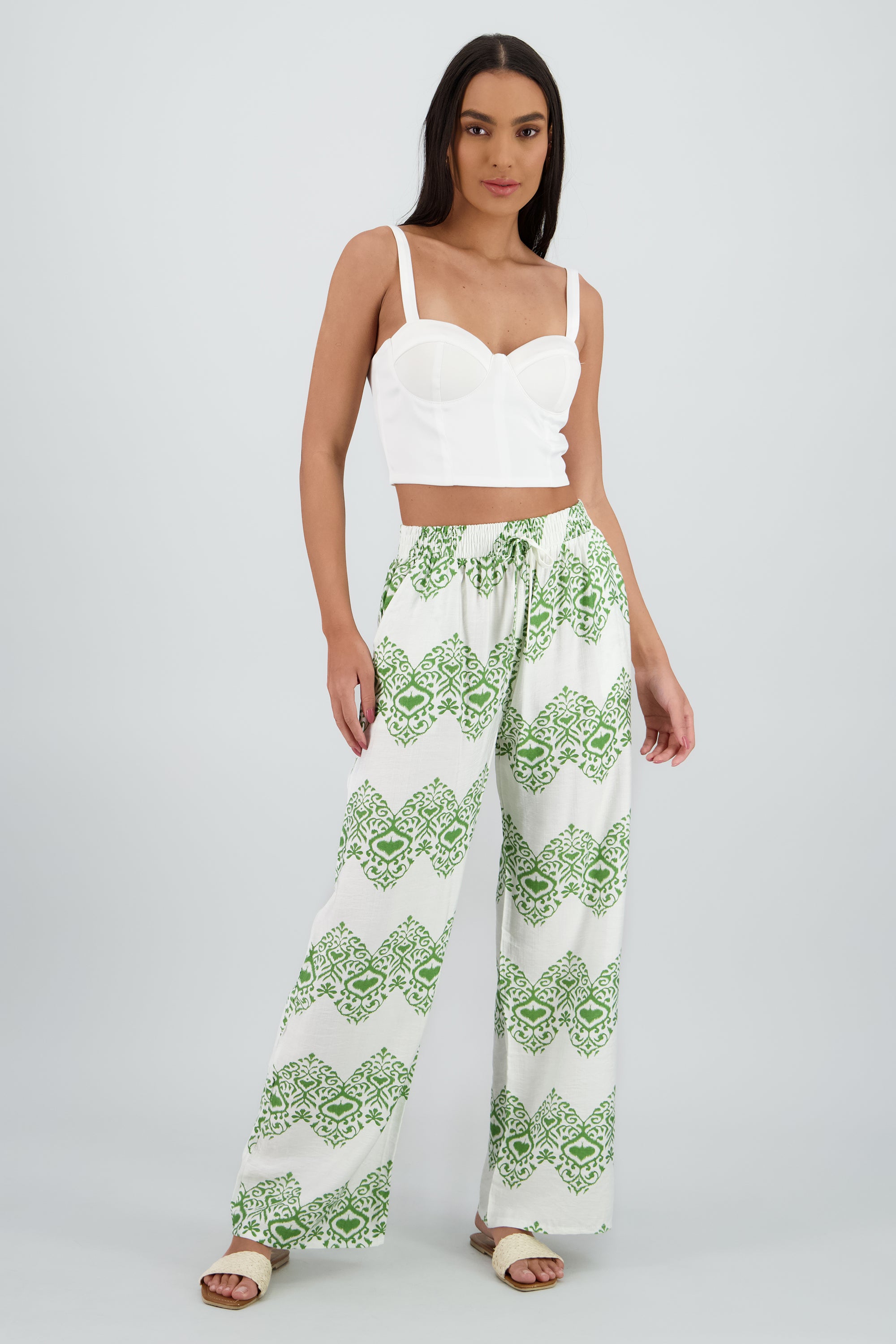 PANTALON FLUIDO EST PAISLEY VERDE COMBO