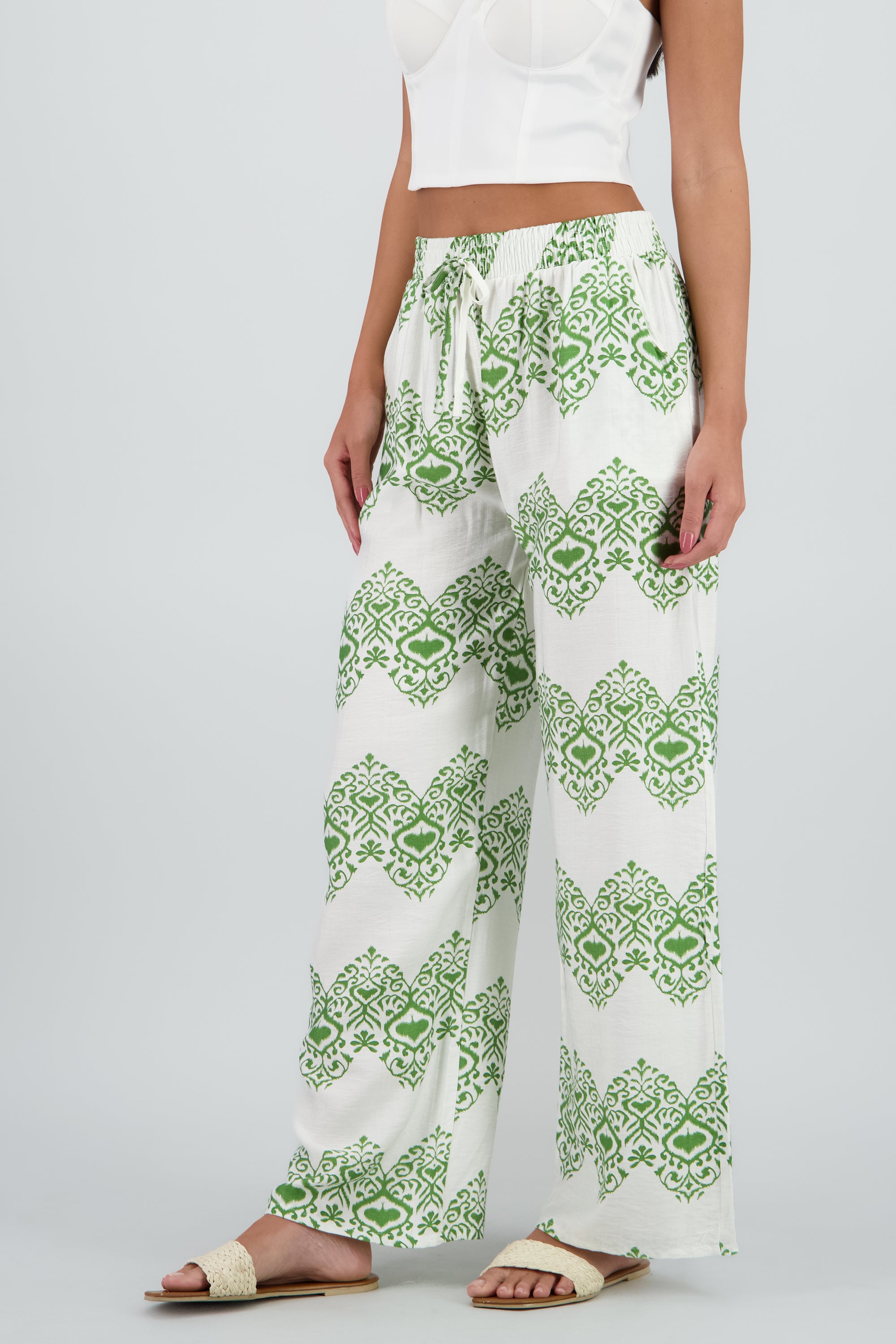PANTALON FLUIDO EST PAISLEY VERDE COMBO