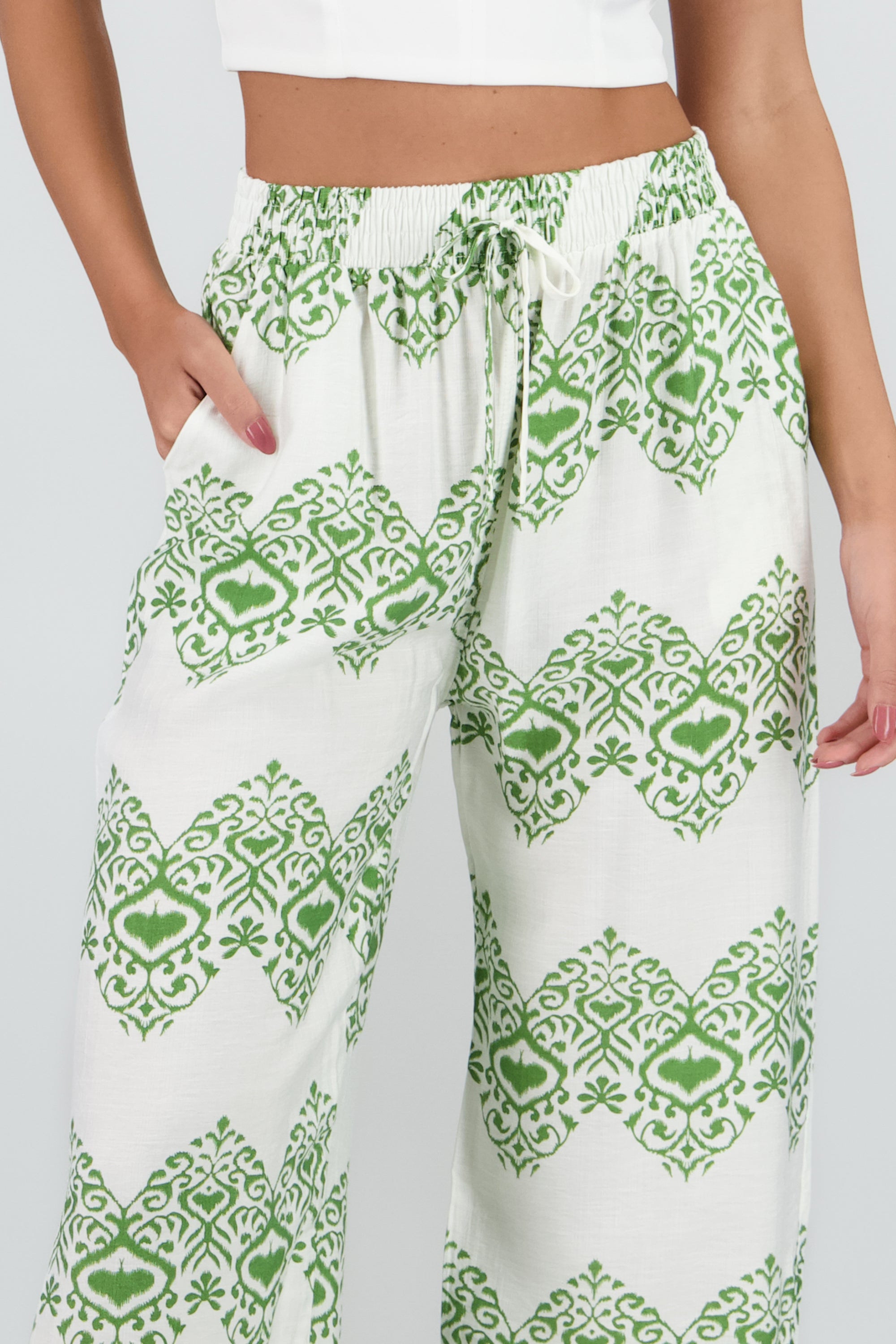 PANTALON FLUIDO EST PAISLEY VERDE COMBO