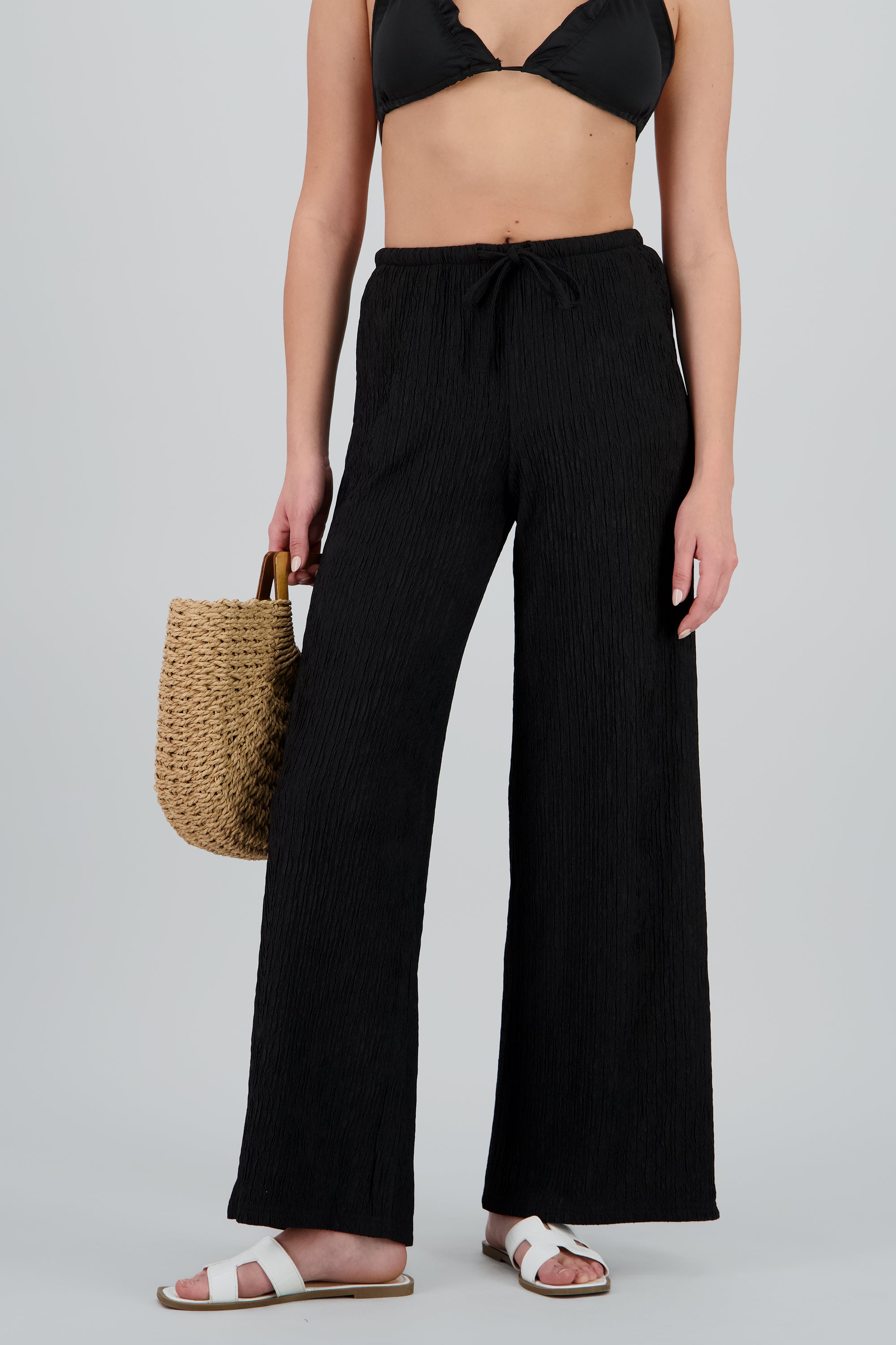 Pantalon textura bandana pretina jareta NEGRO
