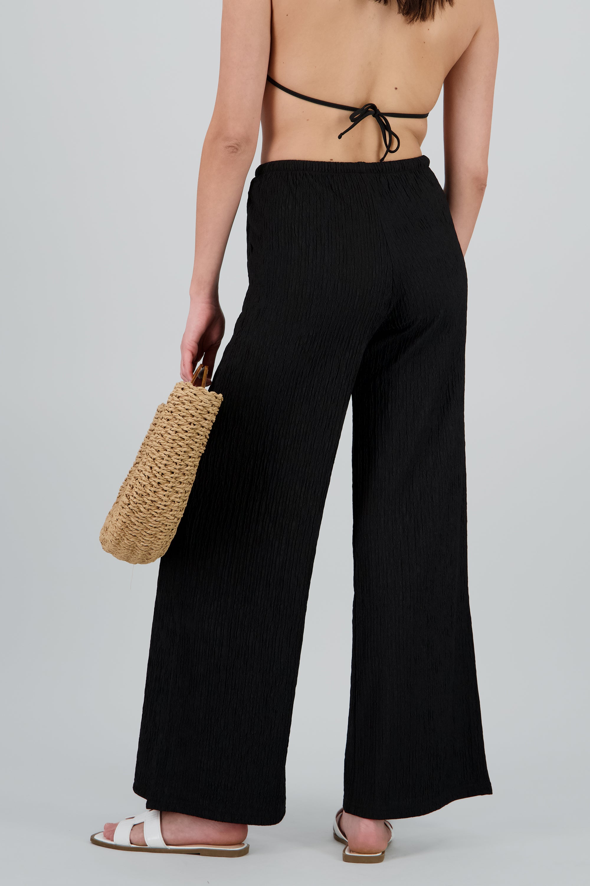 Pantalon textura bandana pretina jareta NEGRO