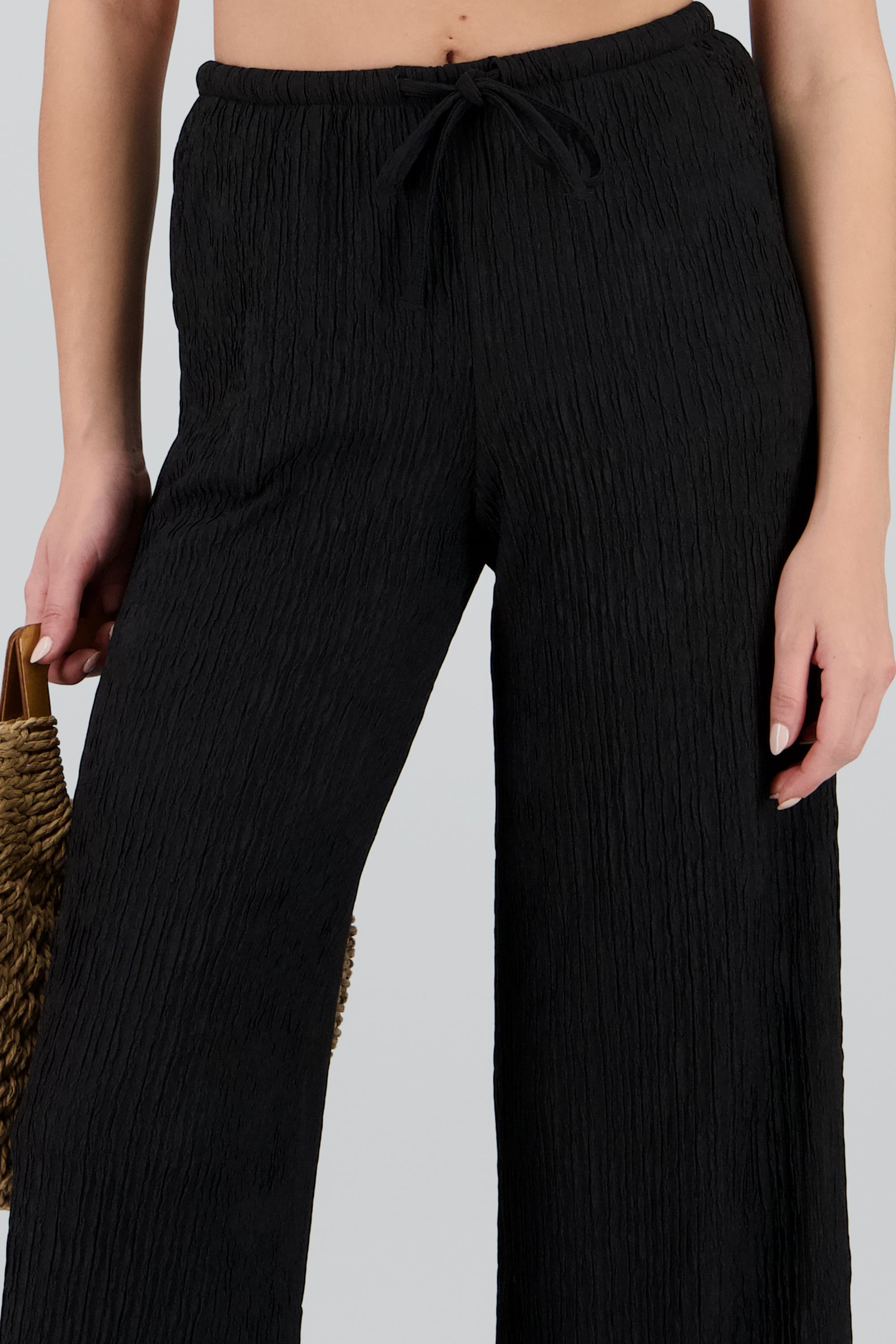 Pantalon textura bandana pretina jareta NEGRO