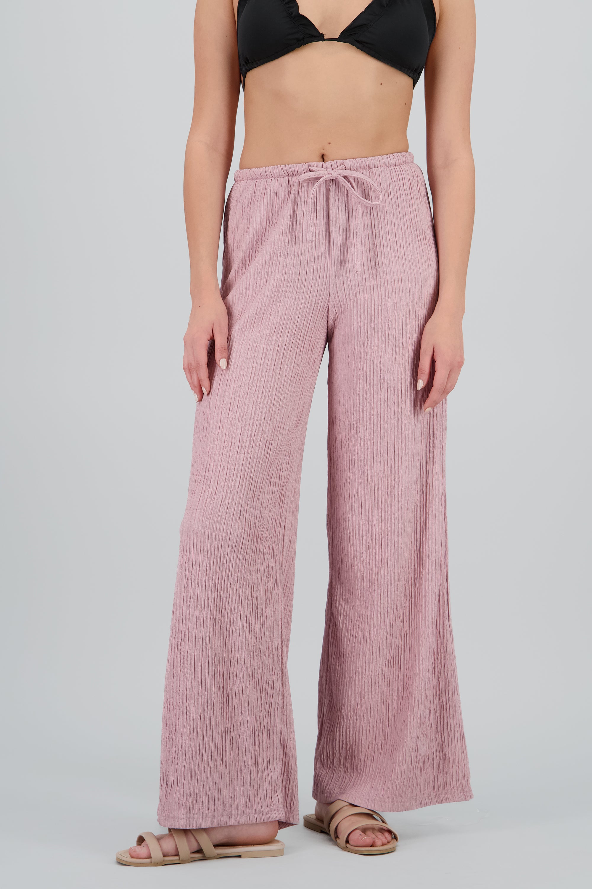 Pantalon textura bandana pretina jareta ROSA PASTEL