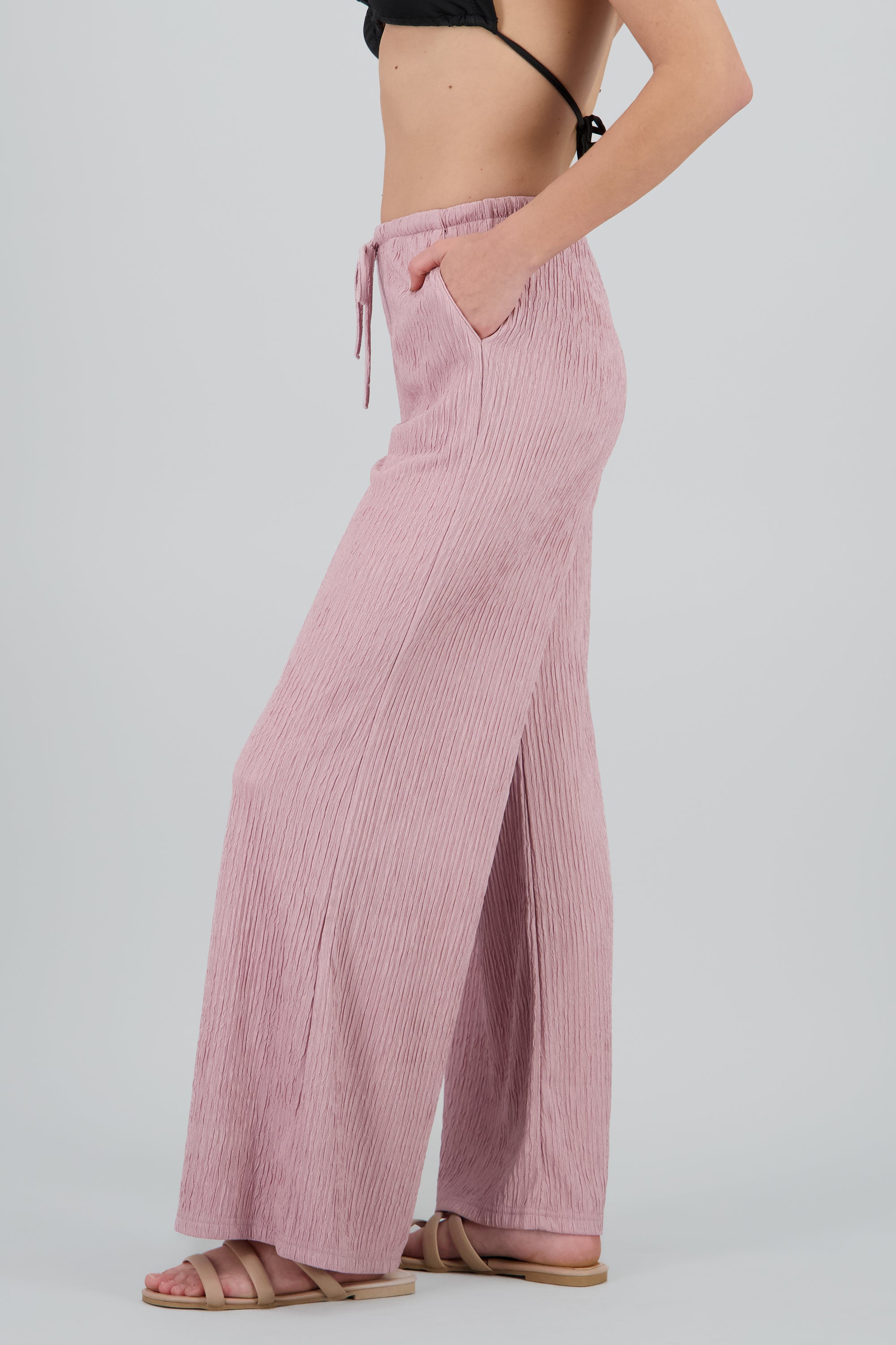 Pantalon textura bandana pretina jareta ROSA PASTEL