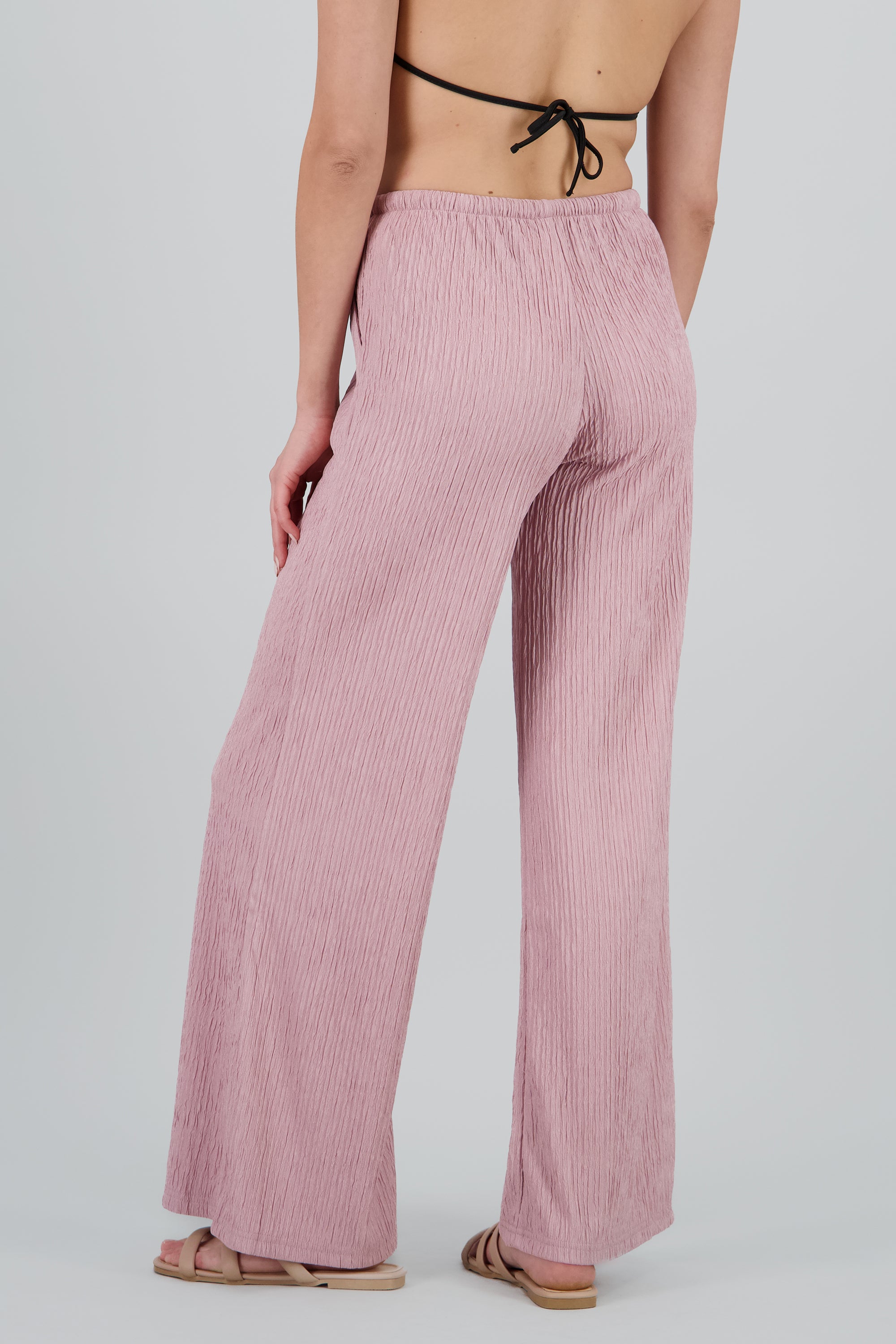 Pantalon textura bandana pretina jareta ROSA PASTEL