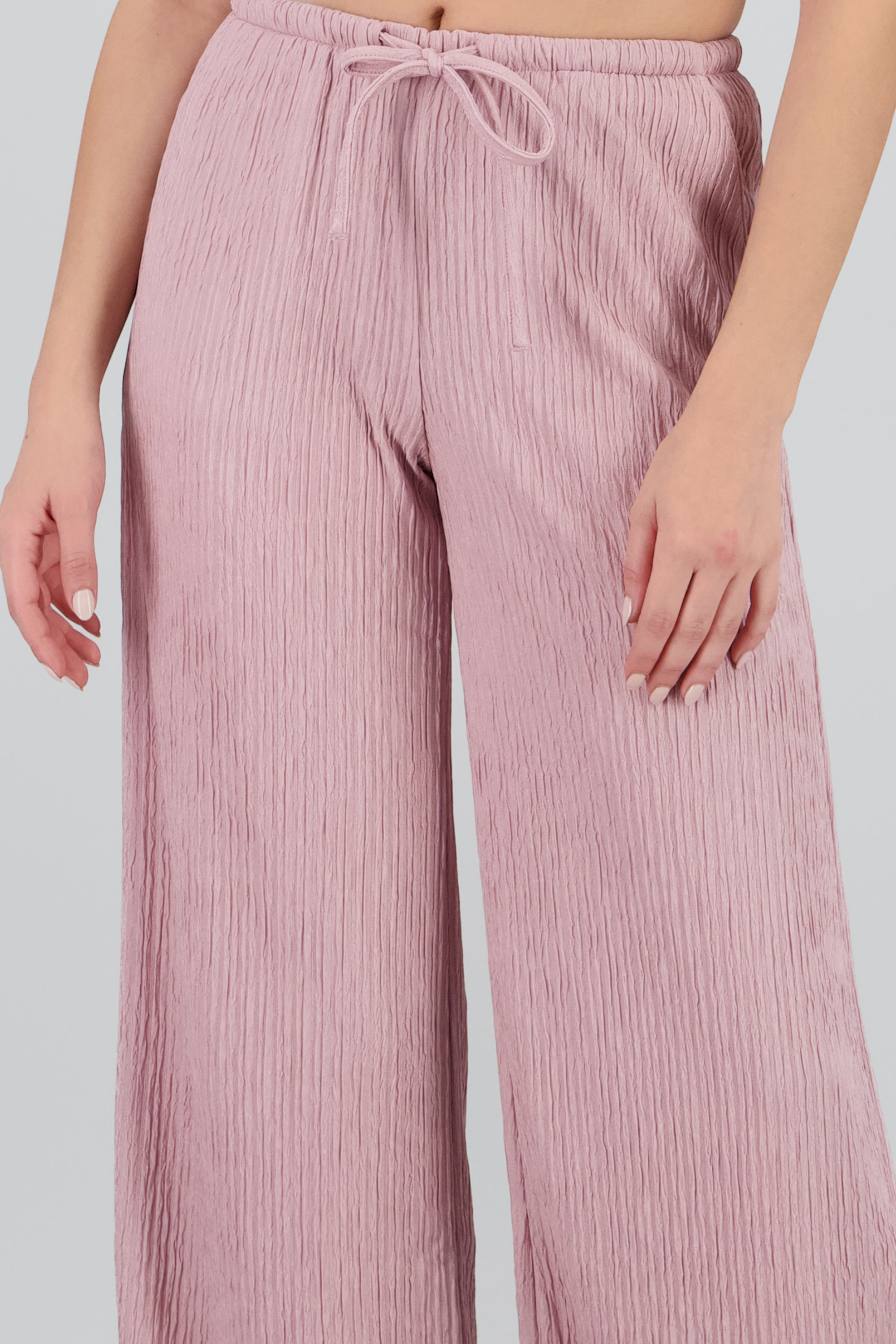 Pantalon textura bandana pretina jareta ROSA PASTEL