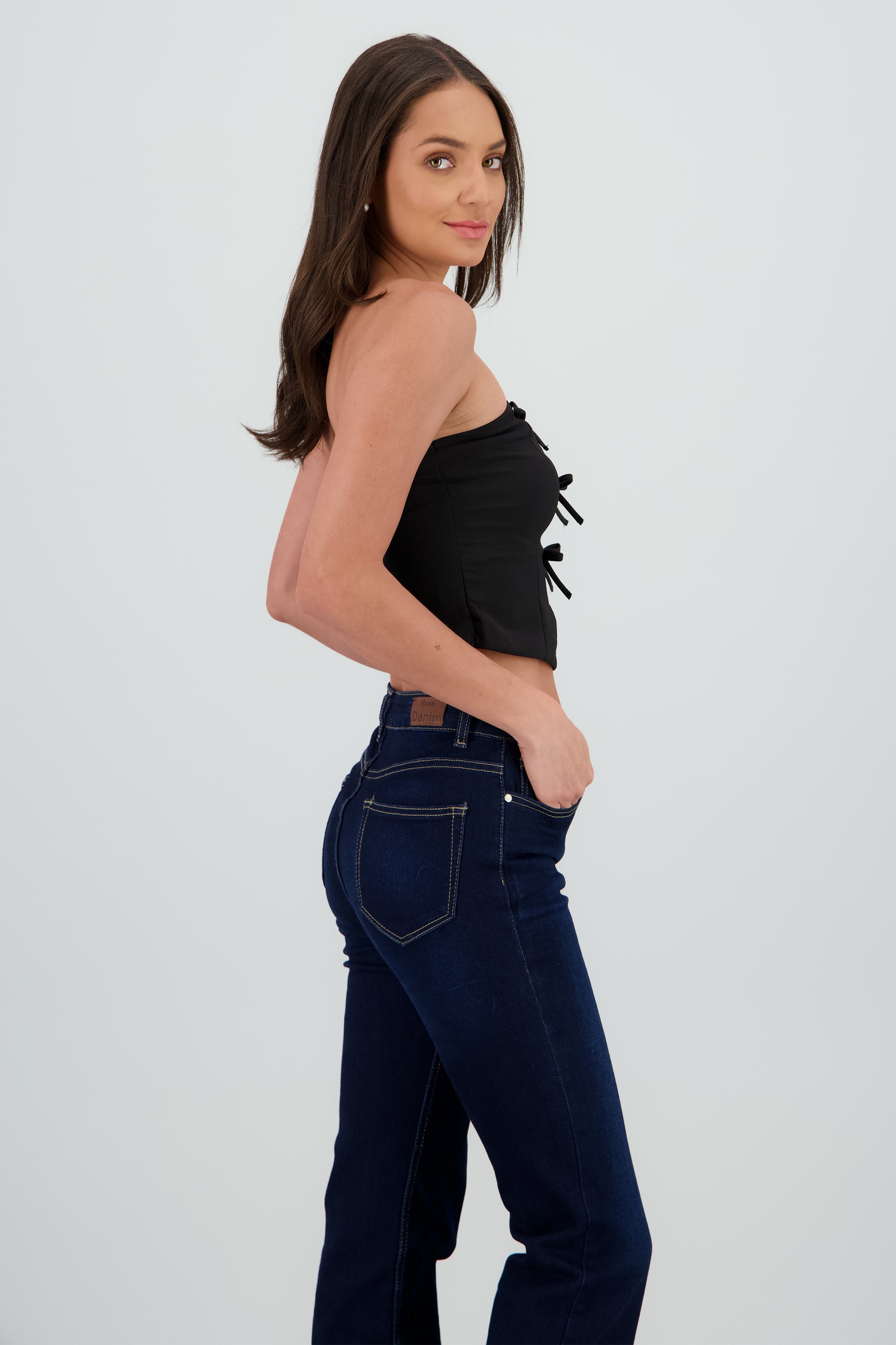 Top corto detalle moños NEGRO