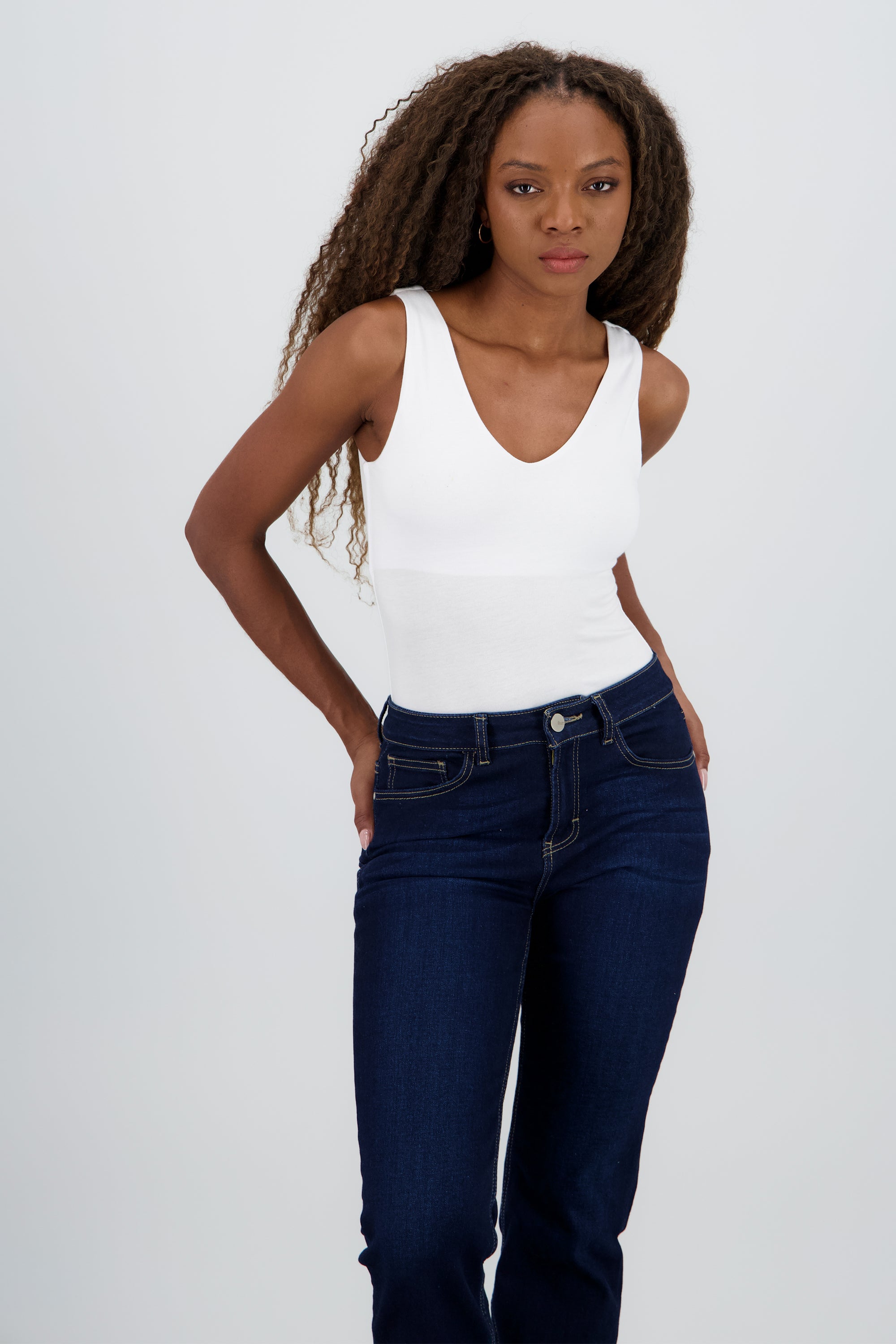 Bodysuit escote v doble tela BLANCO