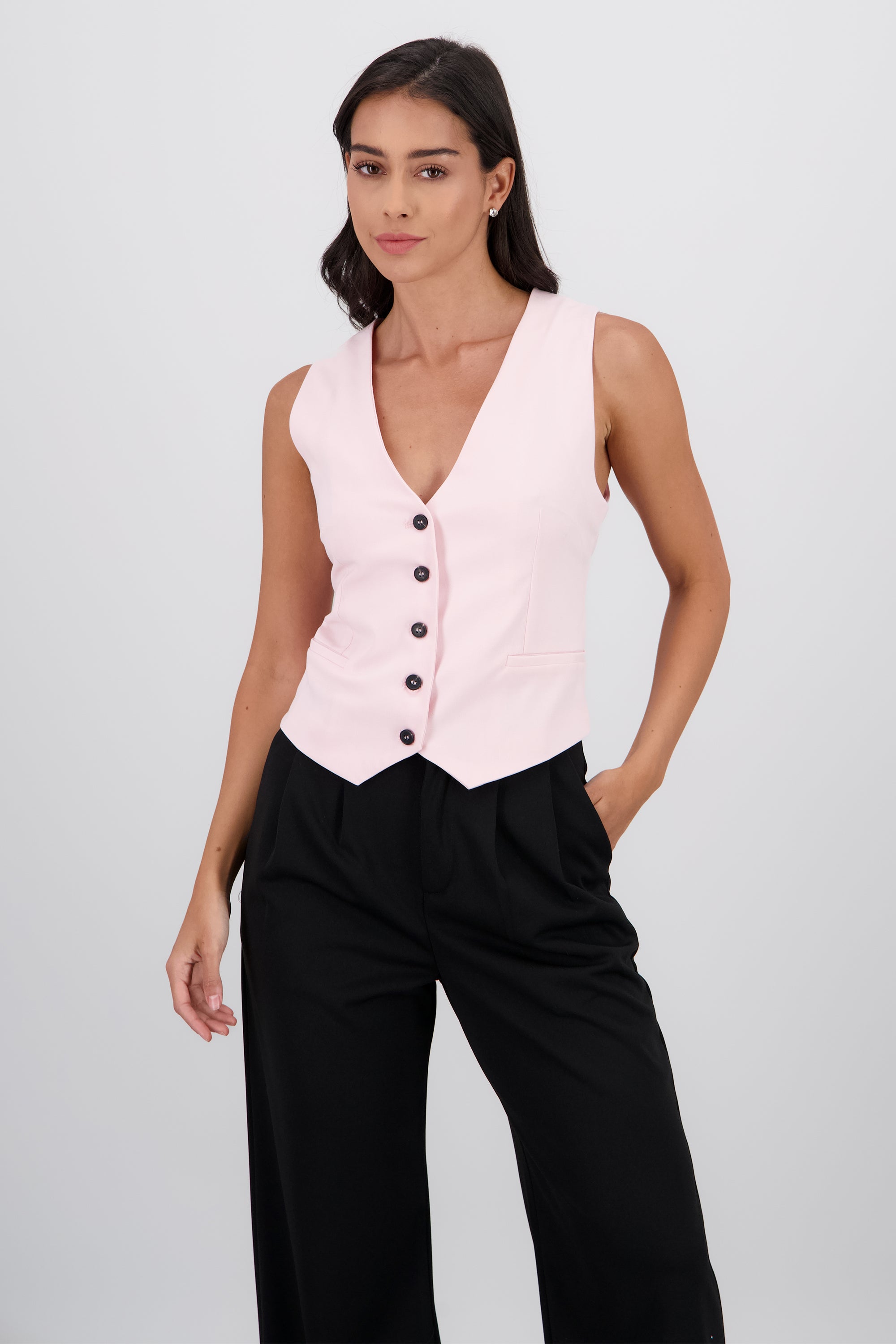 Chaleco corto liso ROSA COMBO