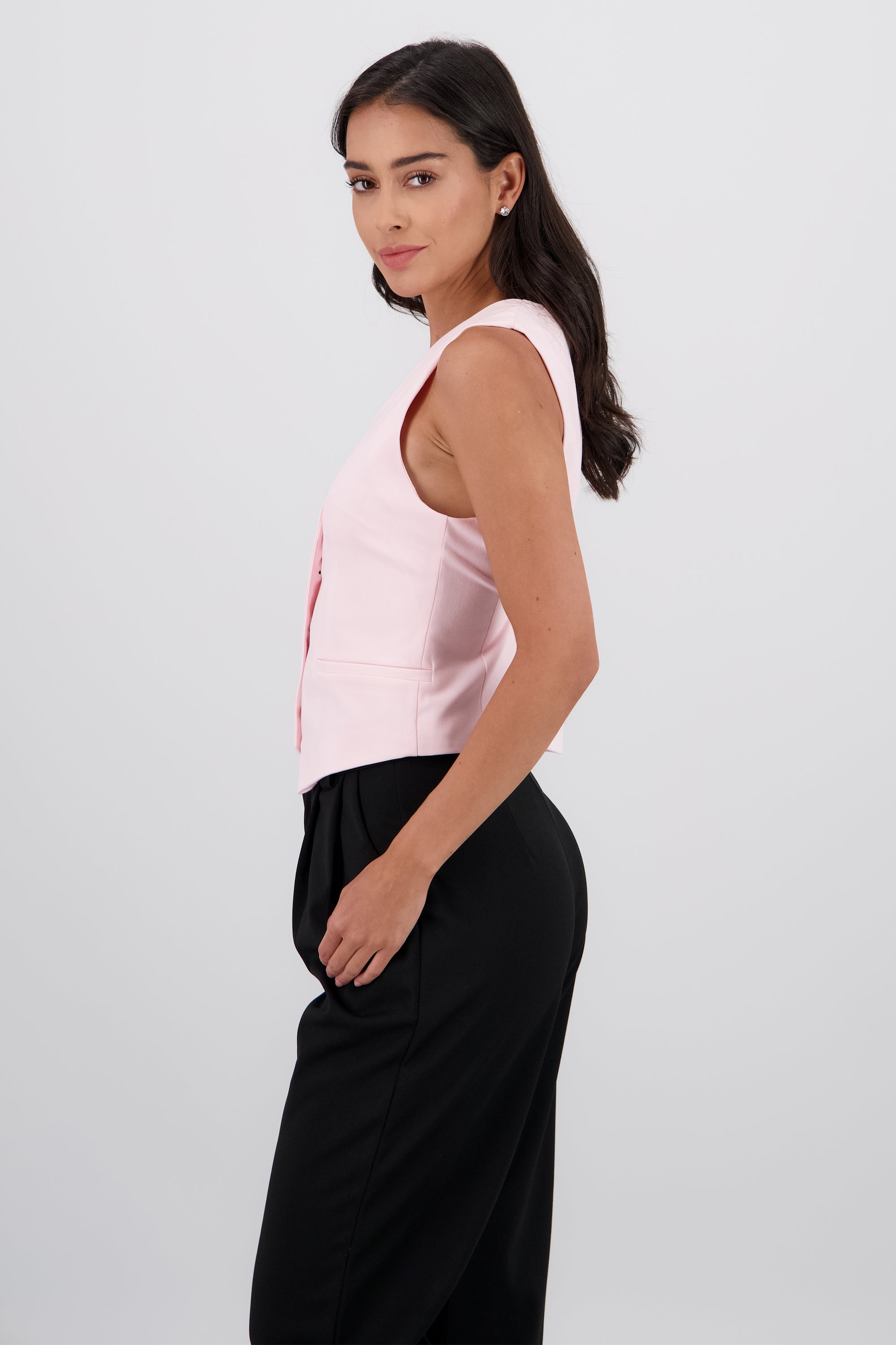 Chaleco corto liso ROSA COMBO