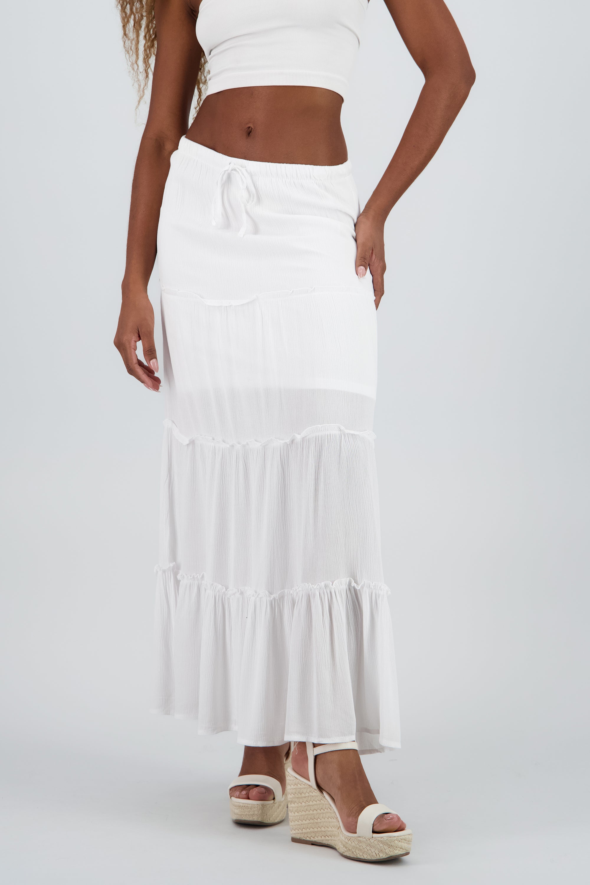 Falda midi fluida BLANCO