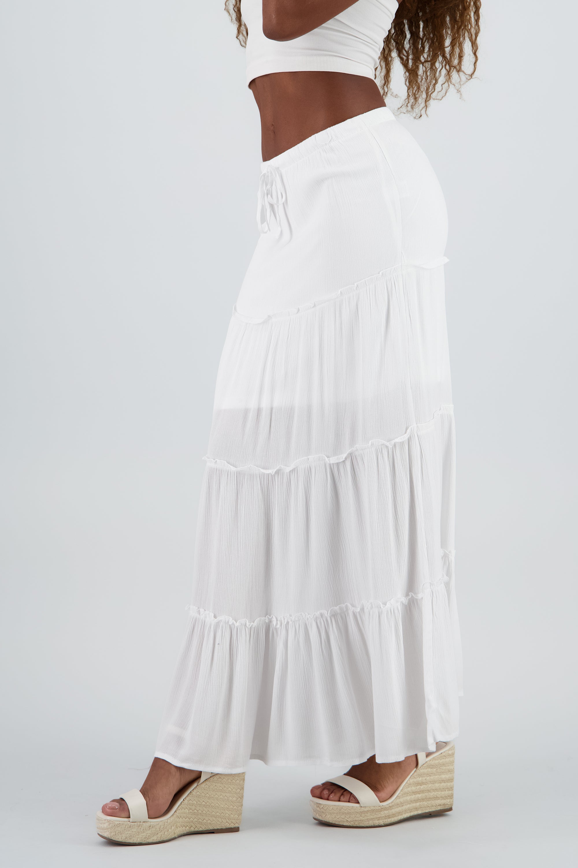 Falda midi fluida BLANCO