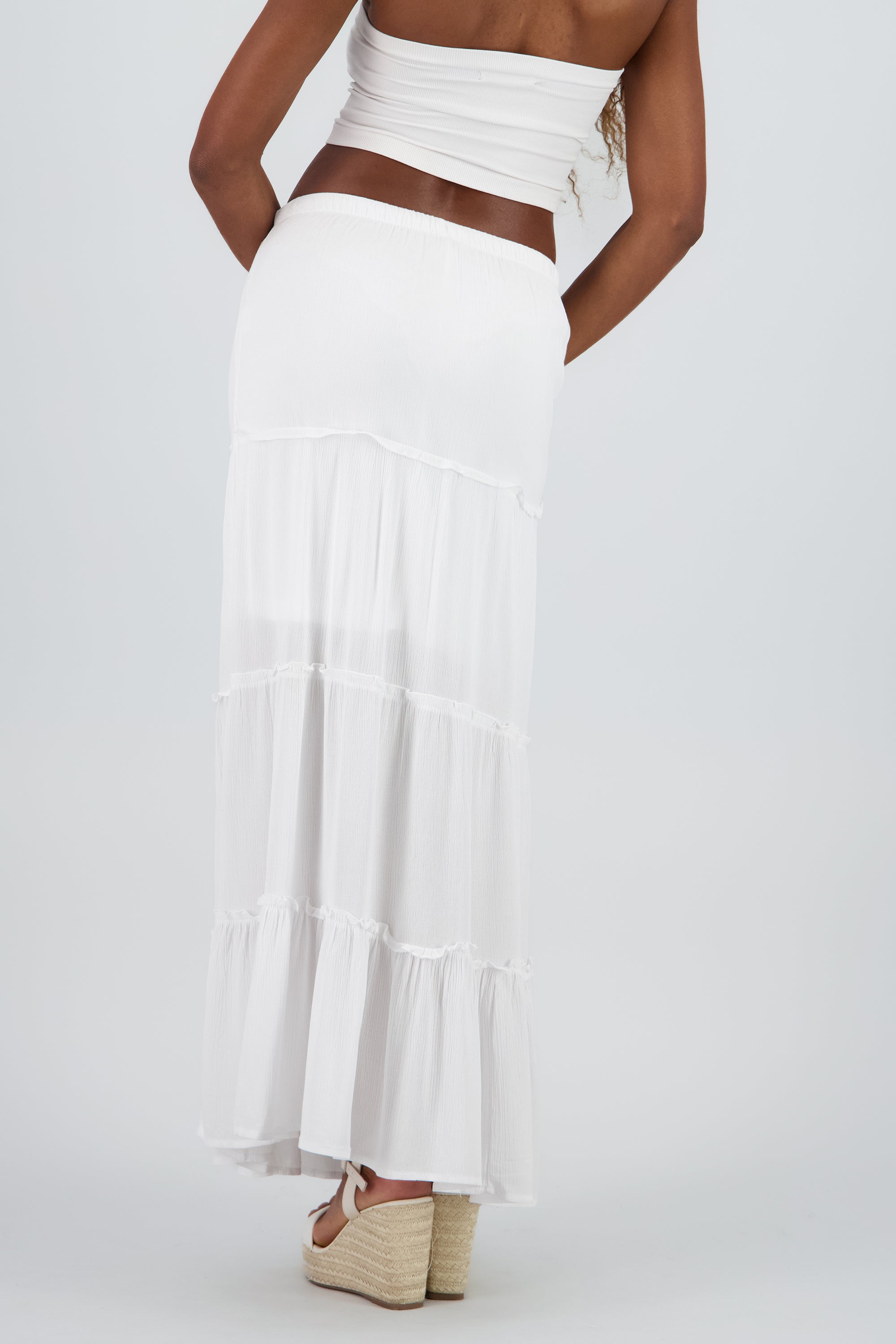 Falda midi fluida BLANCO