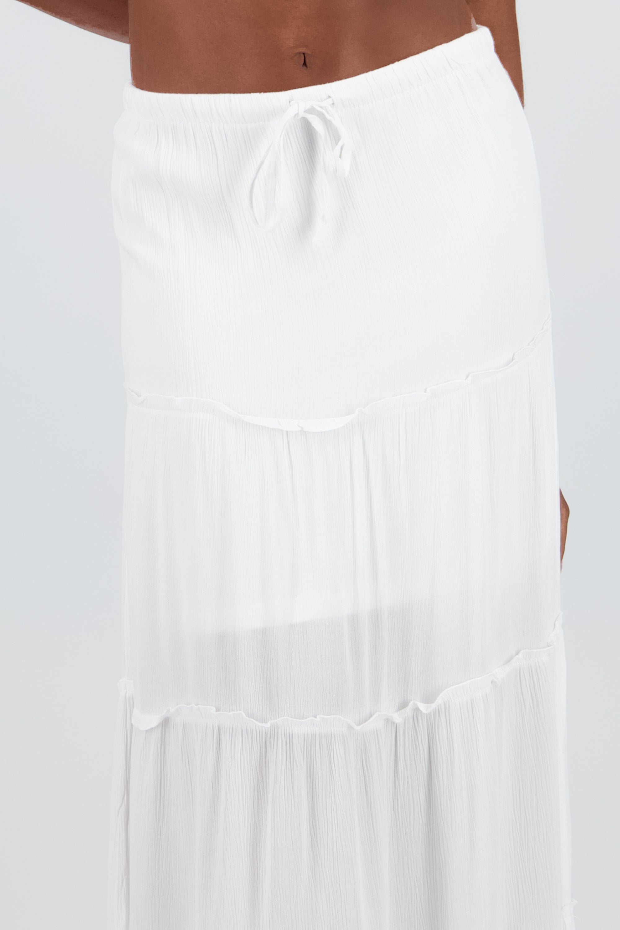 Falda midi fluida BLANCO