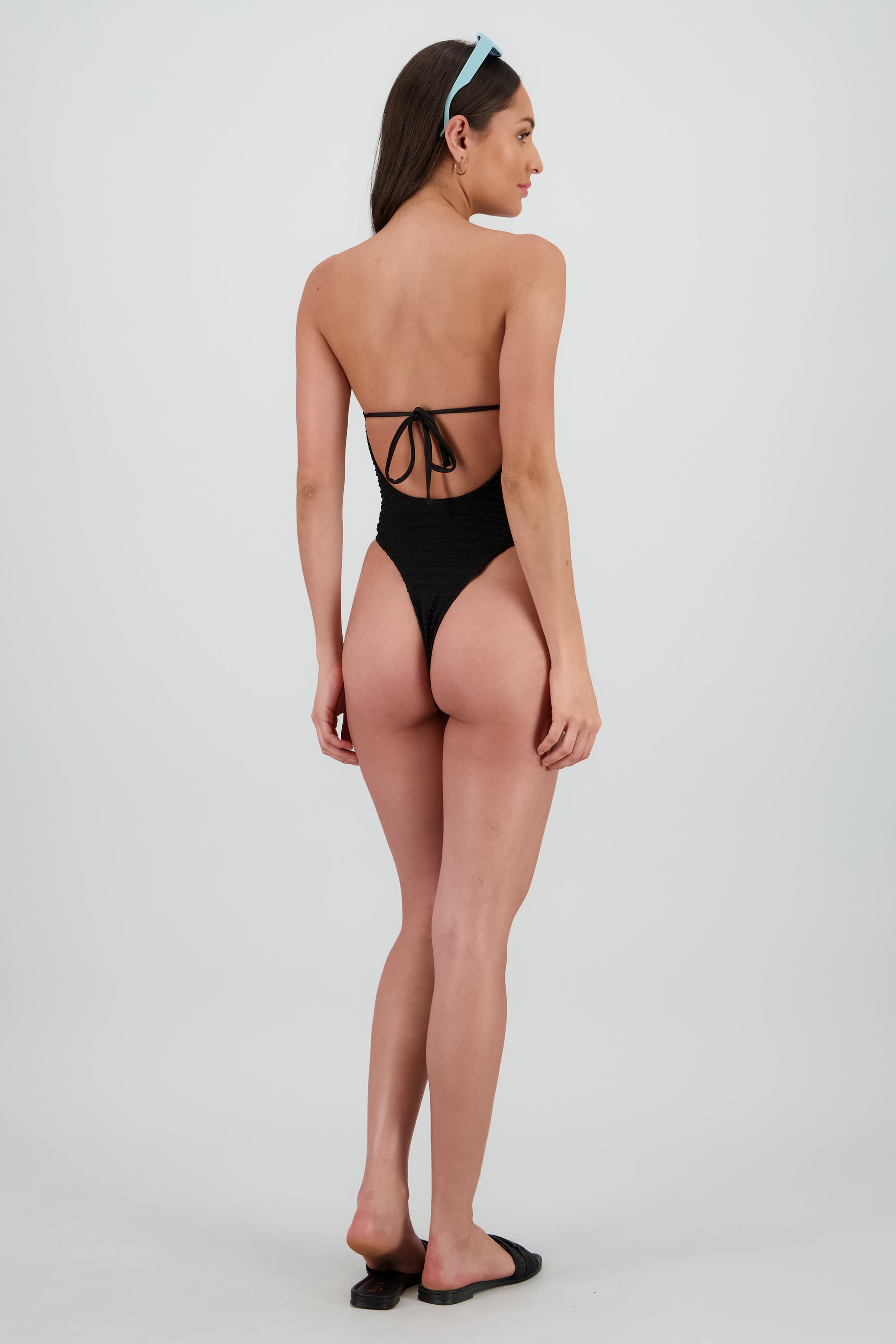 Traje de baño textura strapless NEGRO