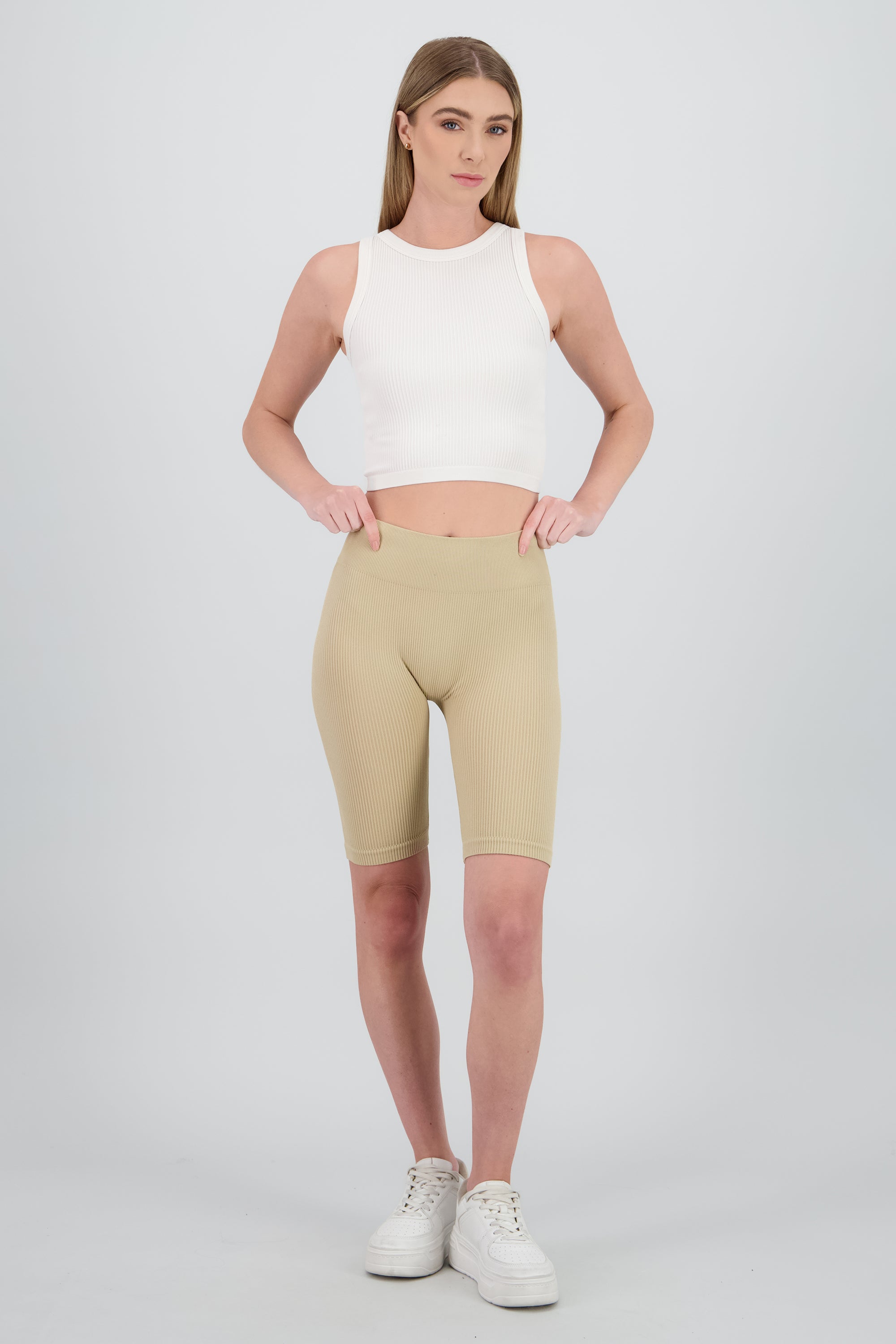 Shorts bikers lisos rib KHAKI