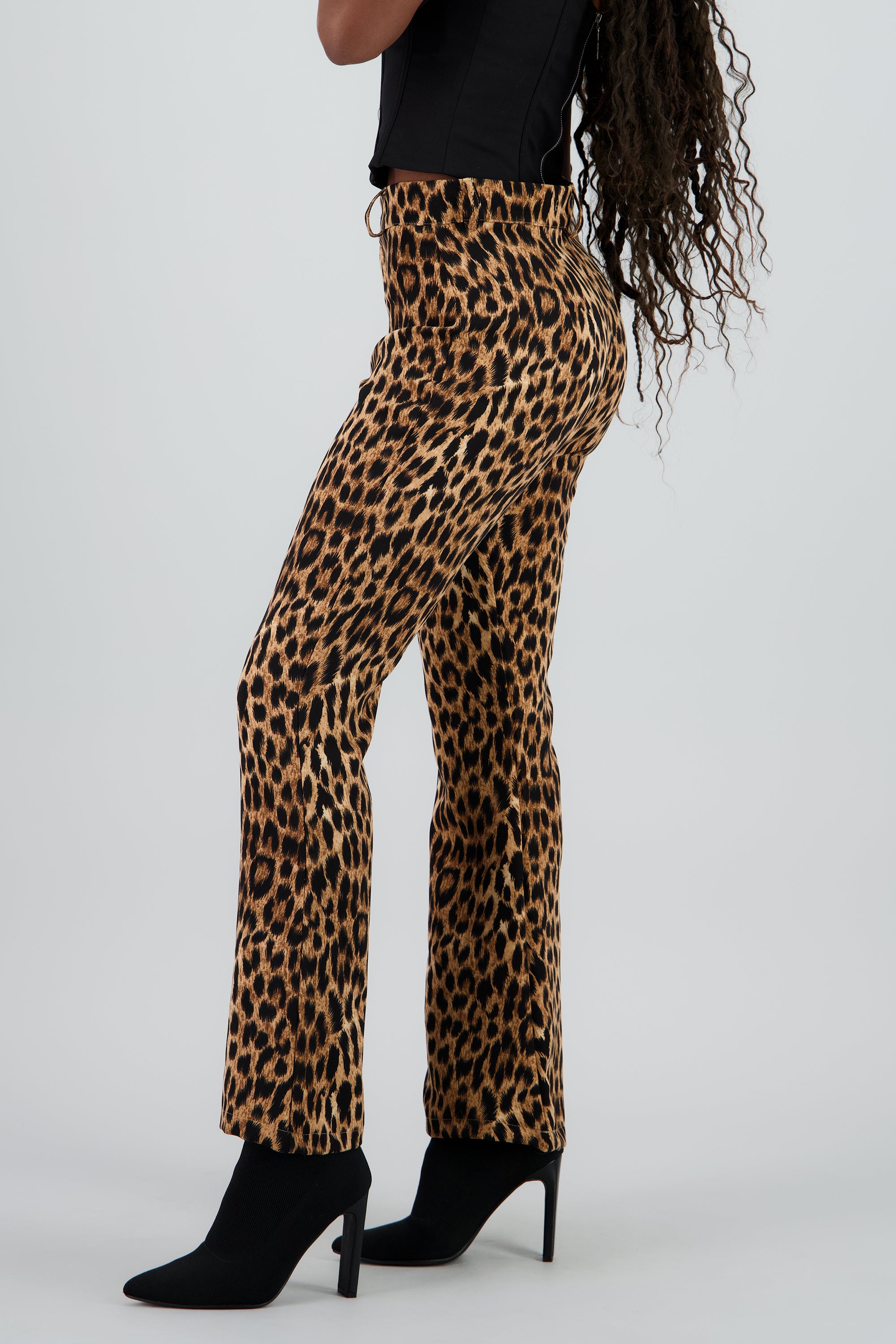 Pantalon recto animal print NEGRO COMBO