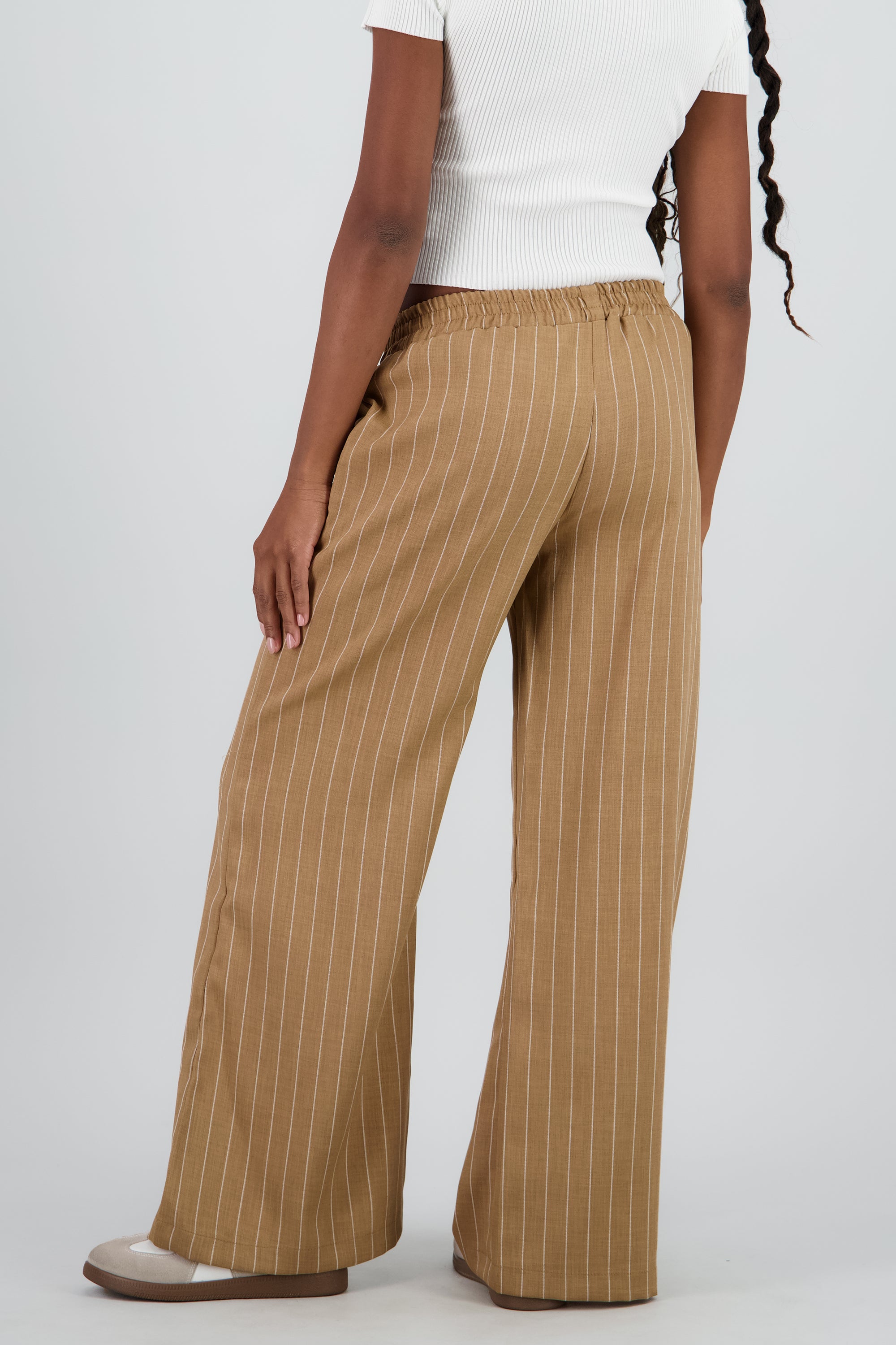 Pantalon wide leg fluido rayas diplomaticas CAFE