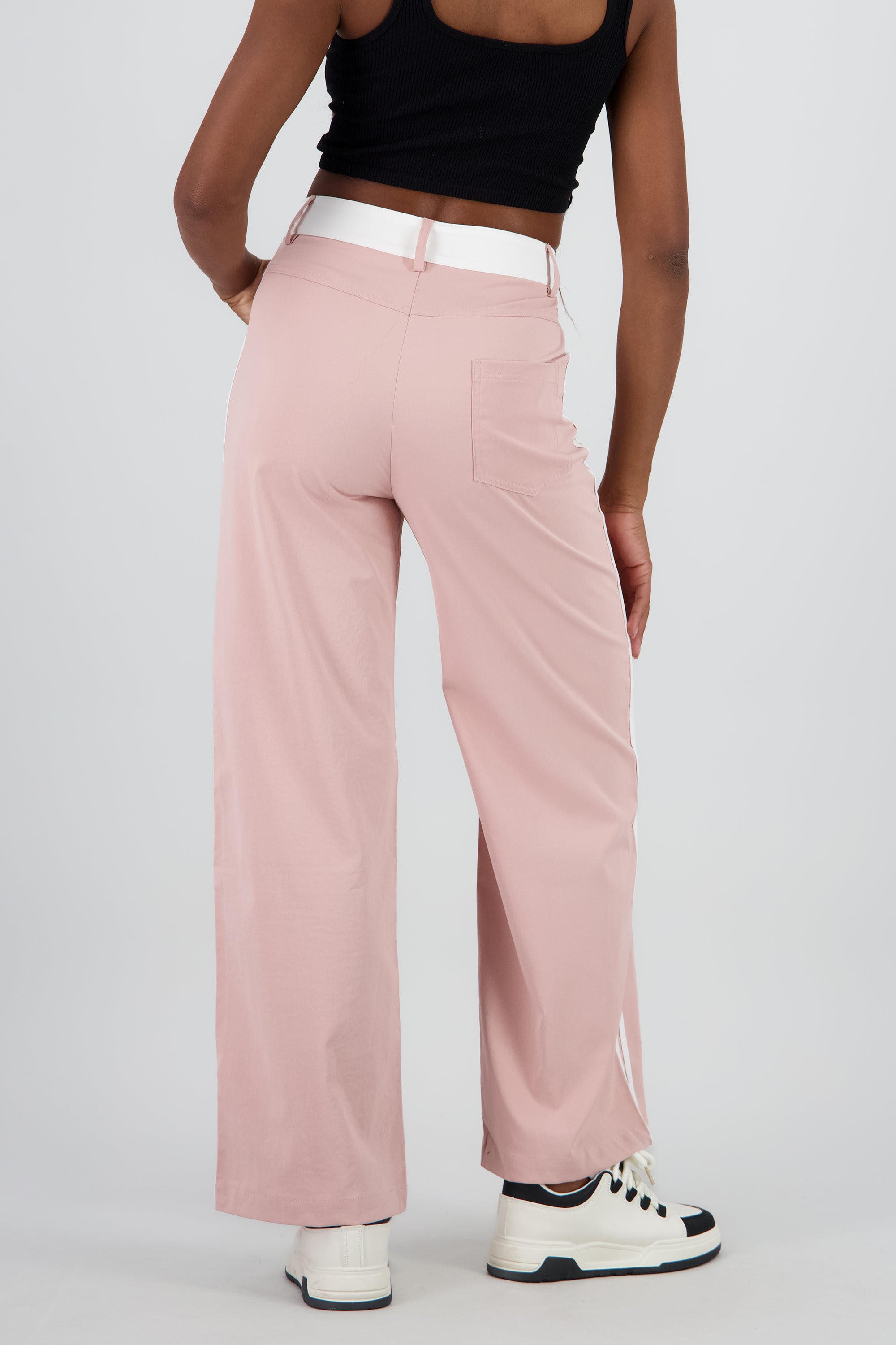 Pantalon fluido detalle contraste franja ROSA