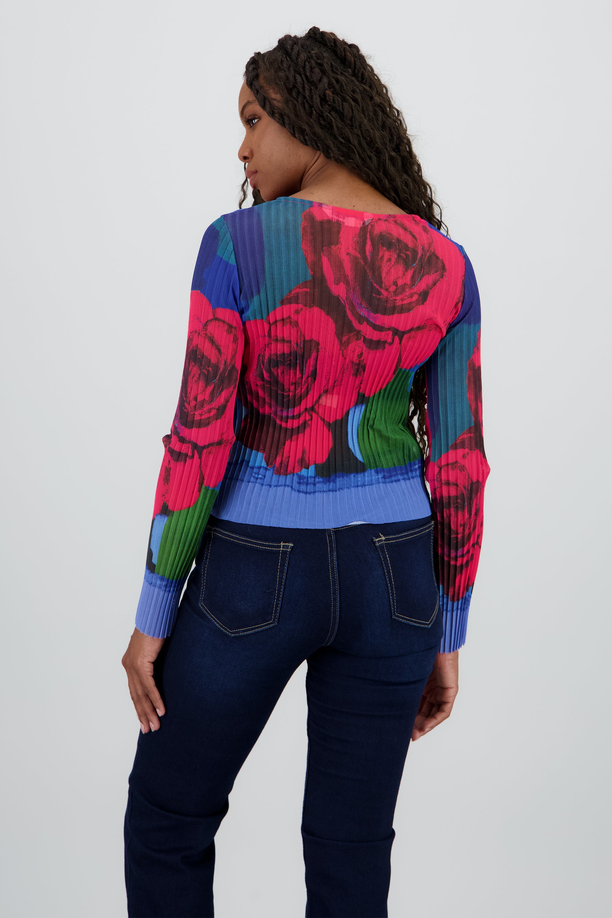 Blusa mesh estampado flores digital FIUSHA