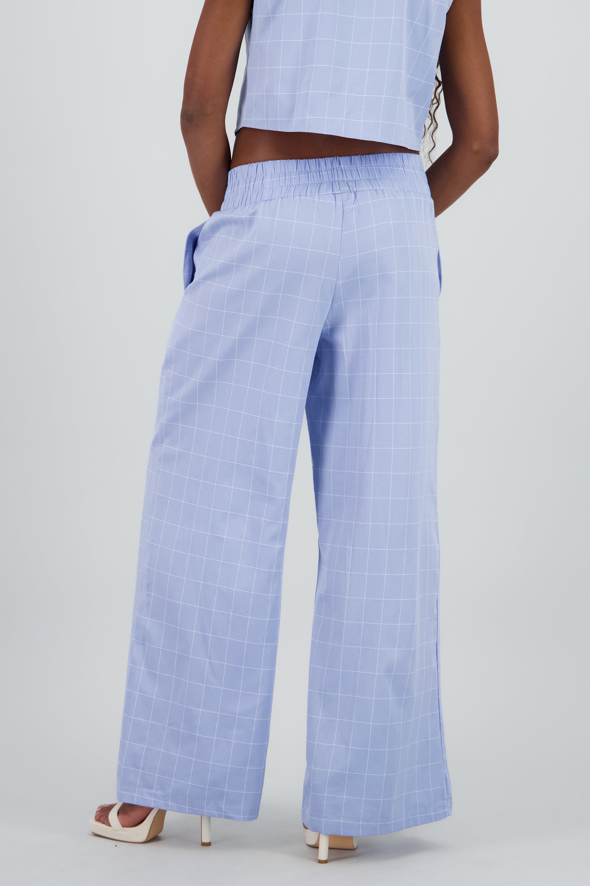 Pantalon amplio fluido wide leg AZUL