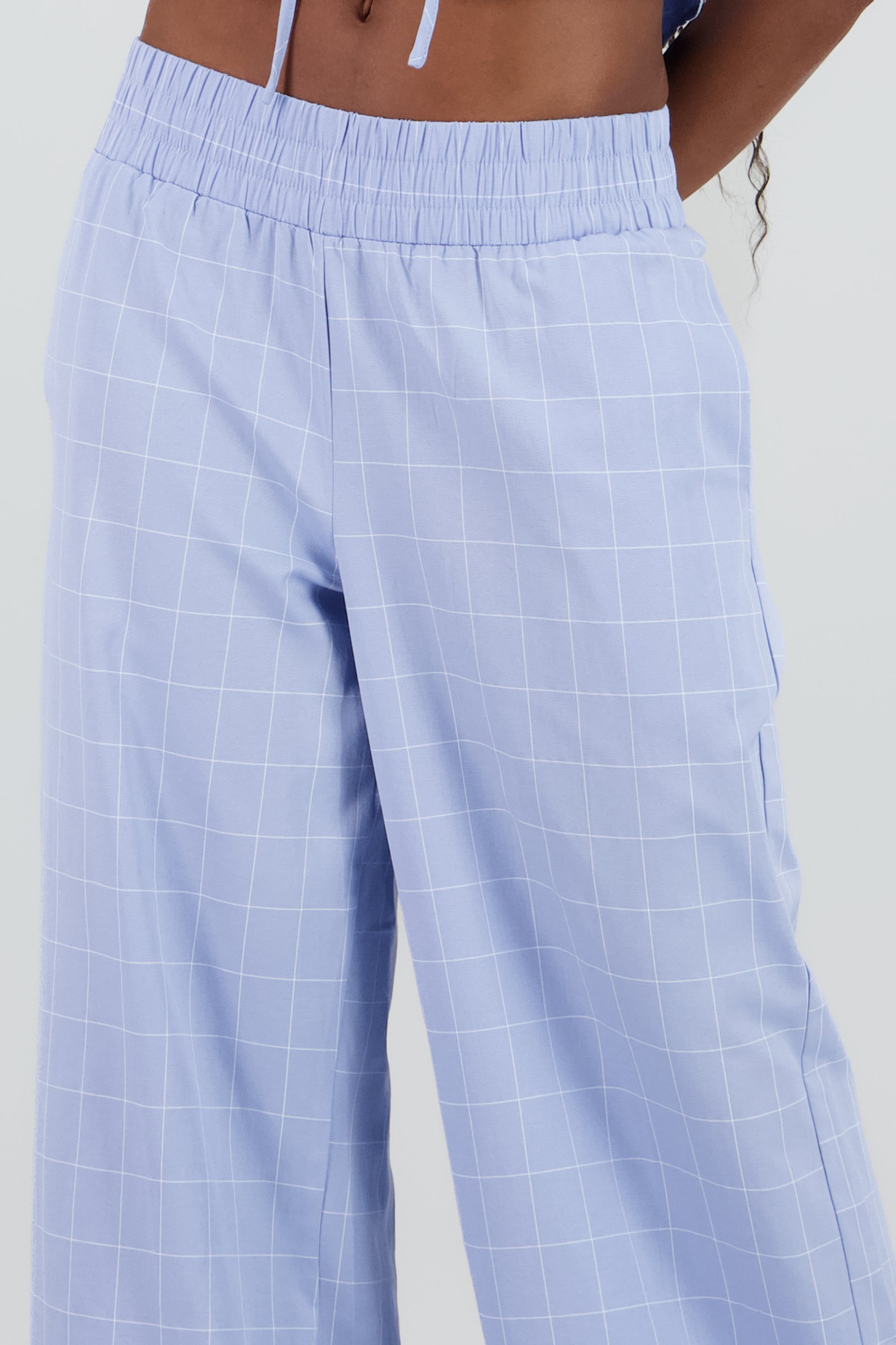 Pantalon amplio fluido wide leg AZUL